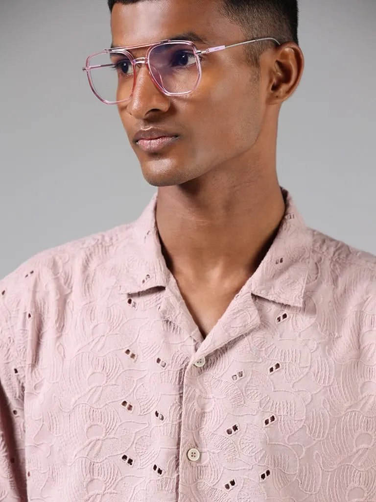 ETA Dark Pink Schiffli Relaxed-Fit Shirt