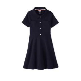 Girl's Stretch Ponte Dress with Rhinestone Buttons