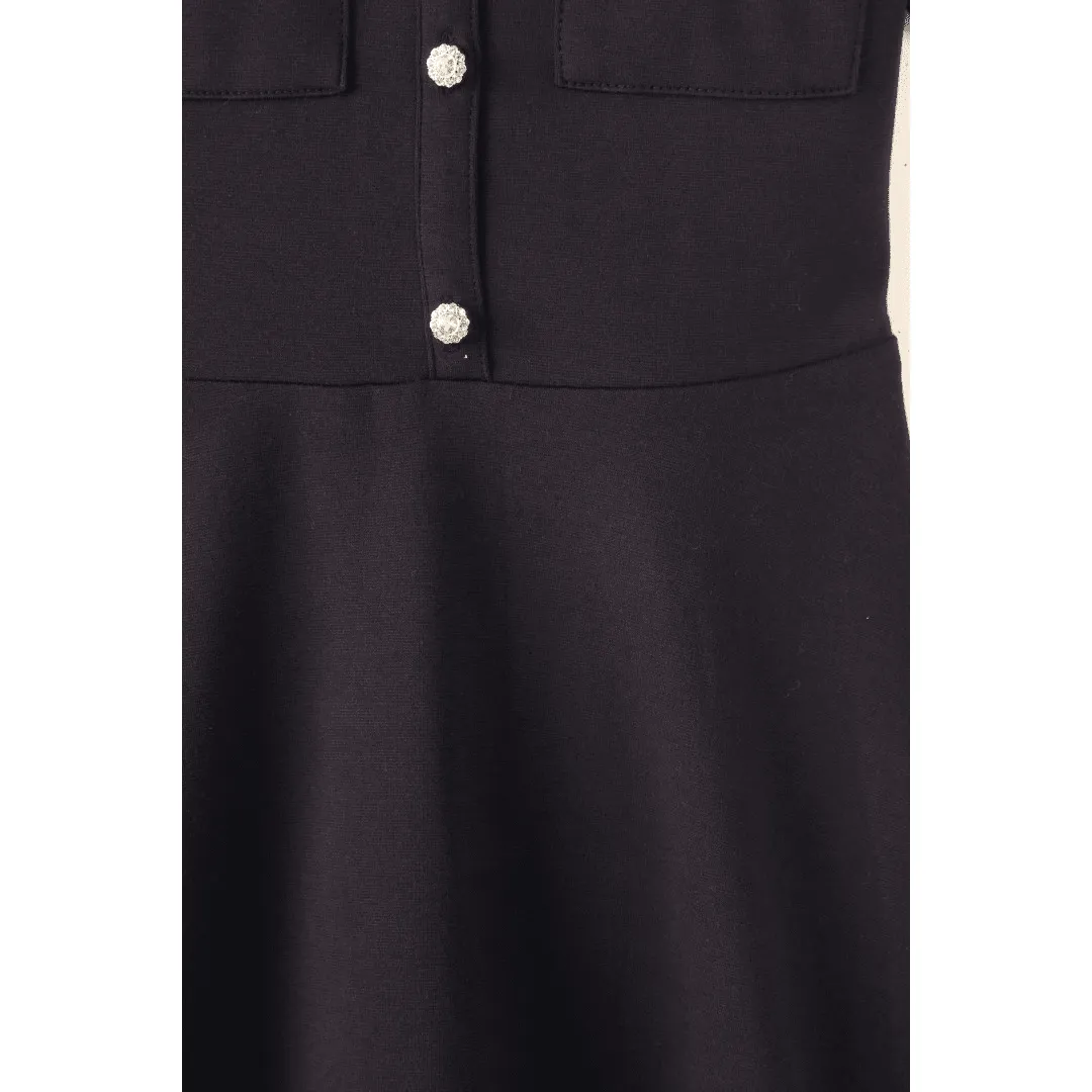 Girl's Stretch Ponte Dress with Rhinestone Buttons