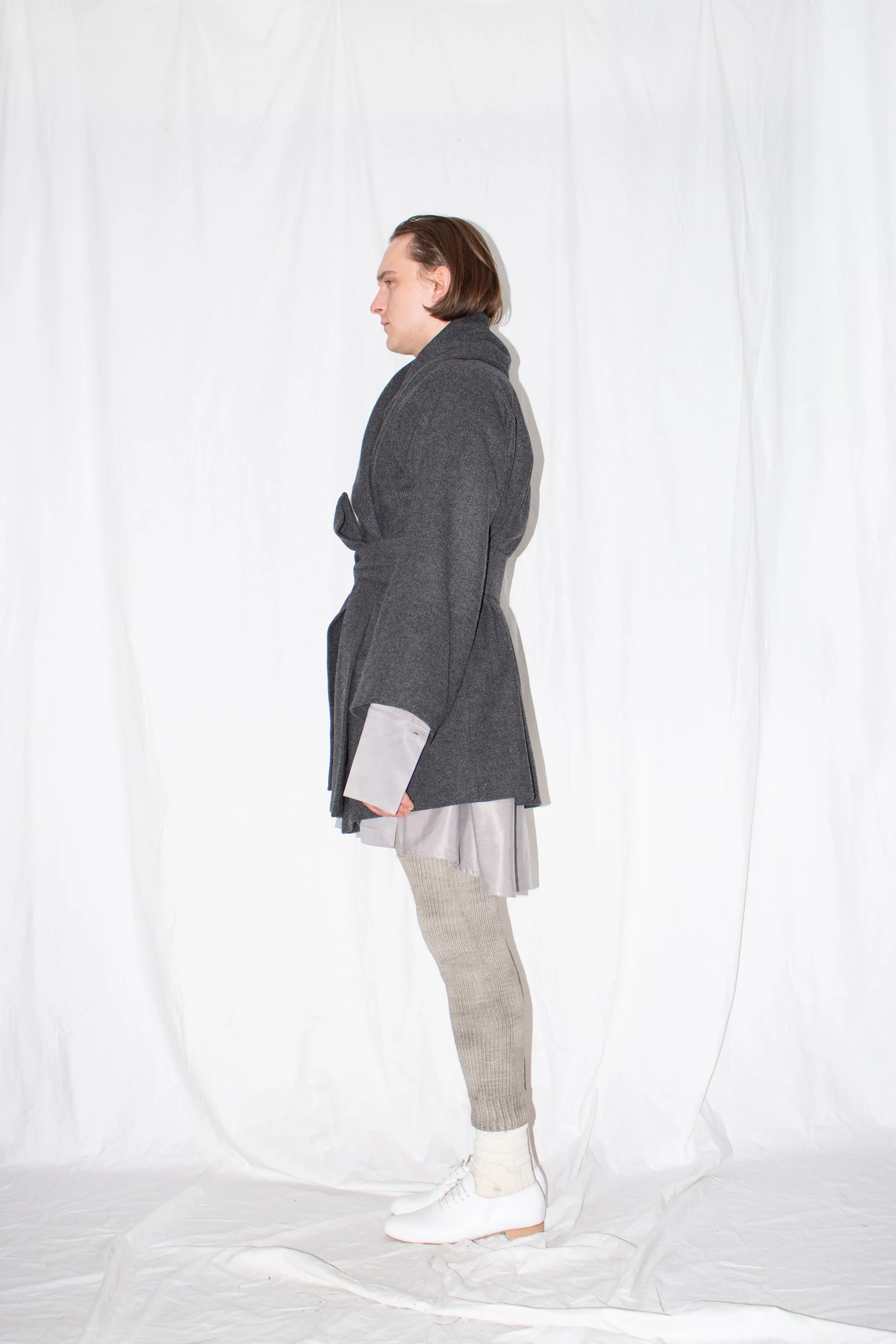 Grey Oversized Shawl Jacket
