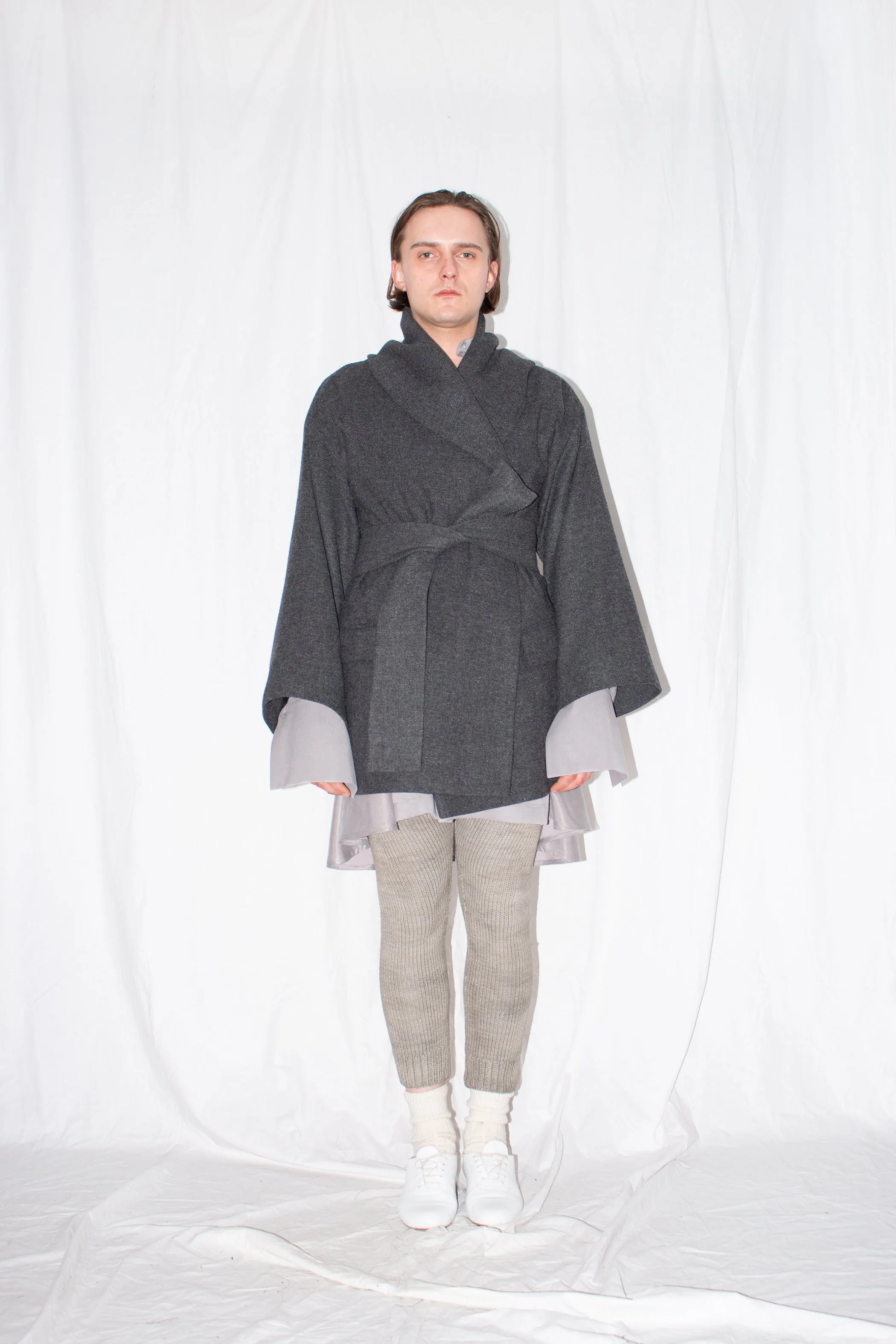 Grey Oversized Shawl Jacket