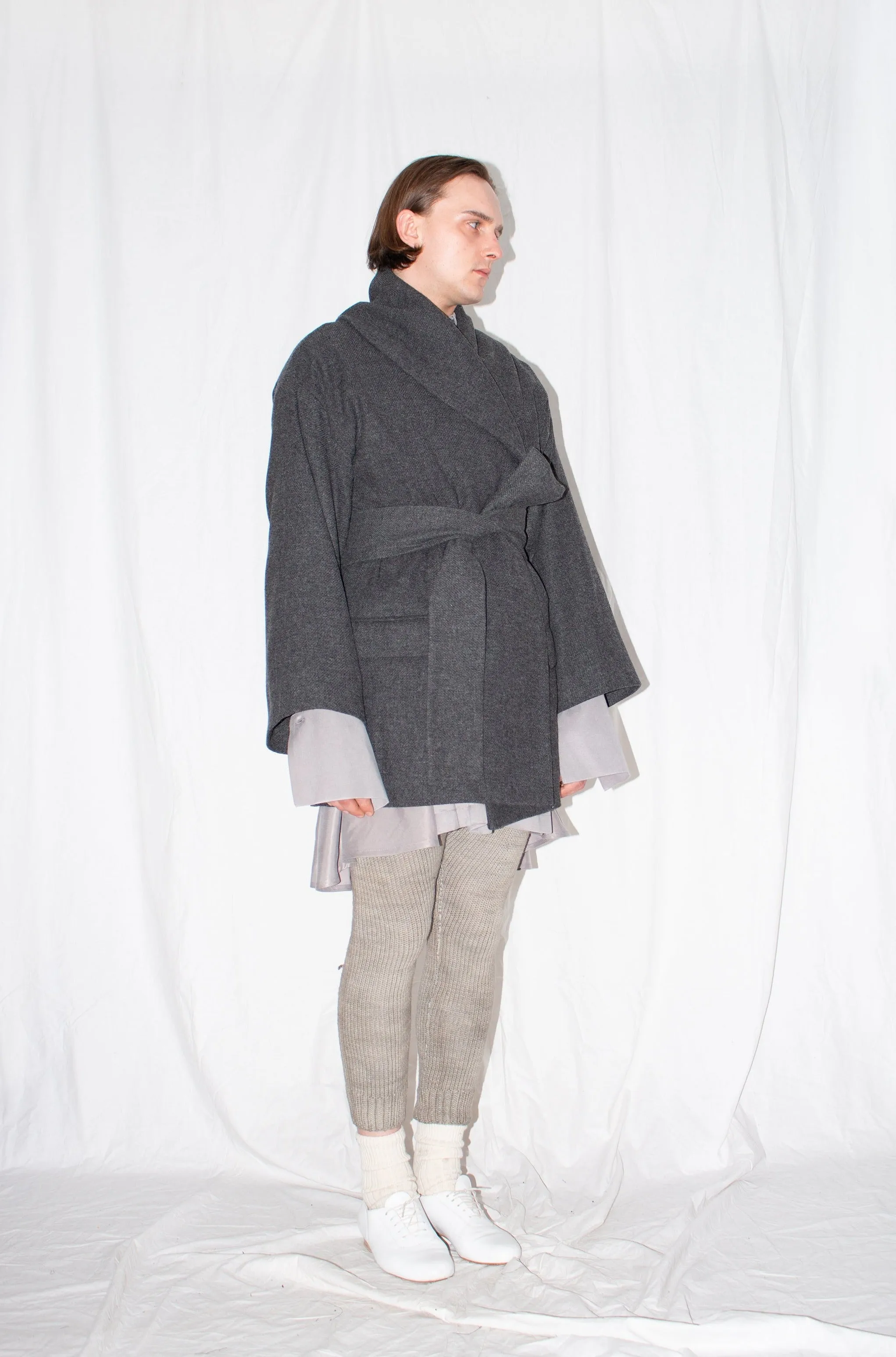Grey Oversized Shawl Jacket