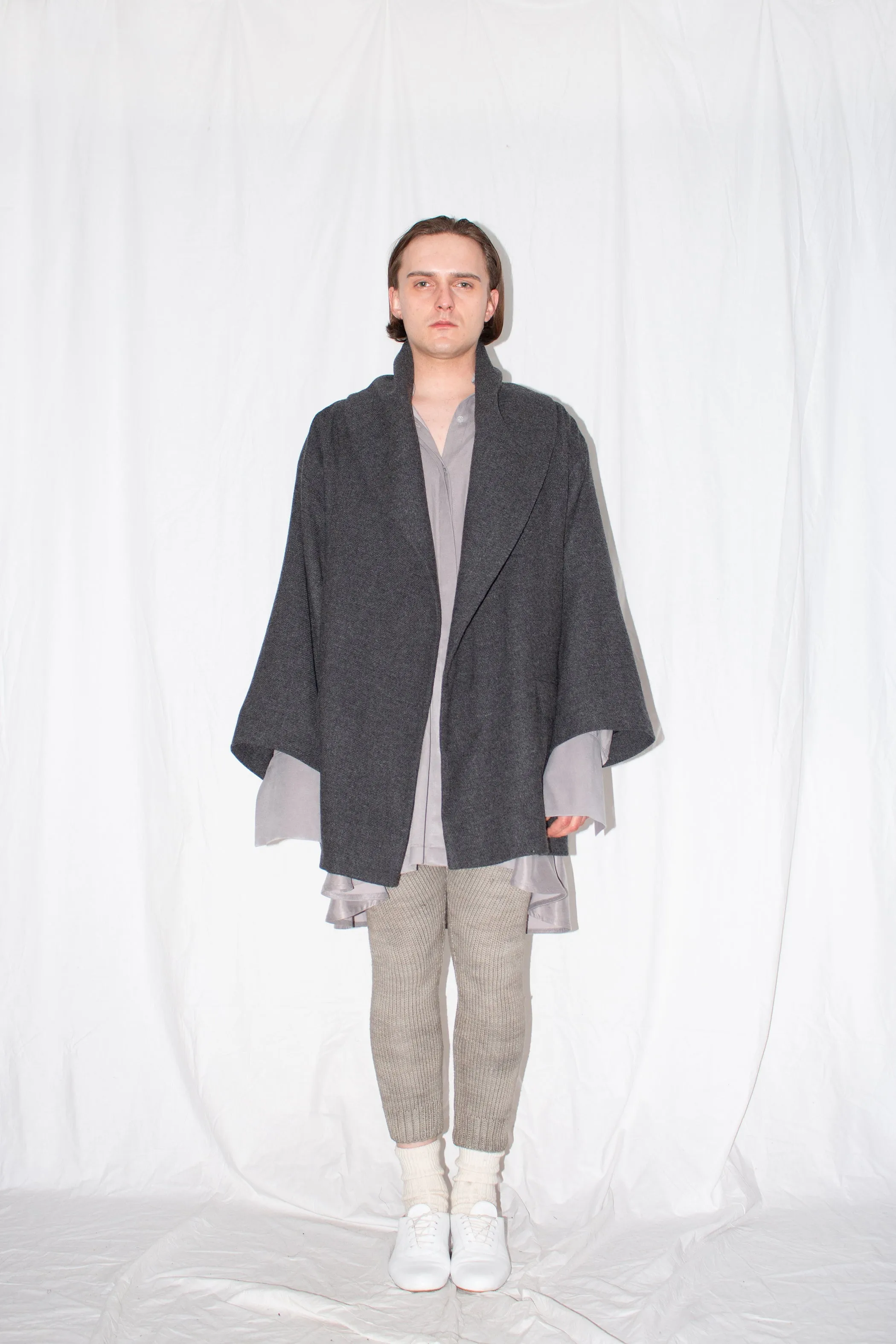 Grey Oversized Shawl Jacket