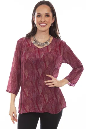 Honey Creek Fuschia V-Neck Pull Over Blouse
