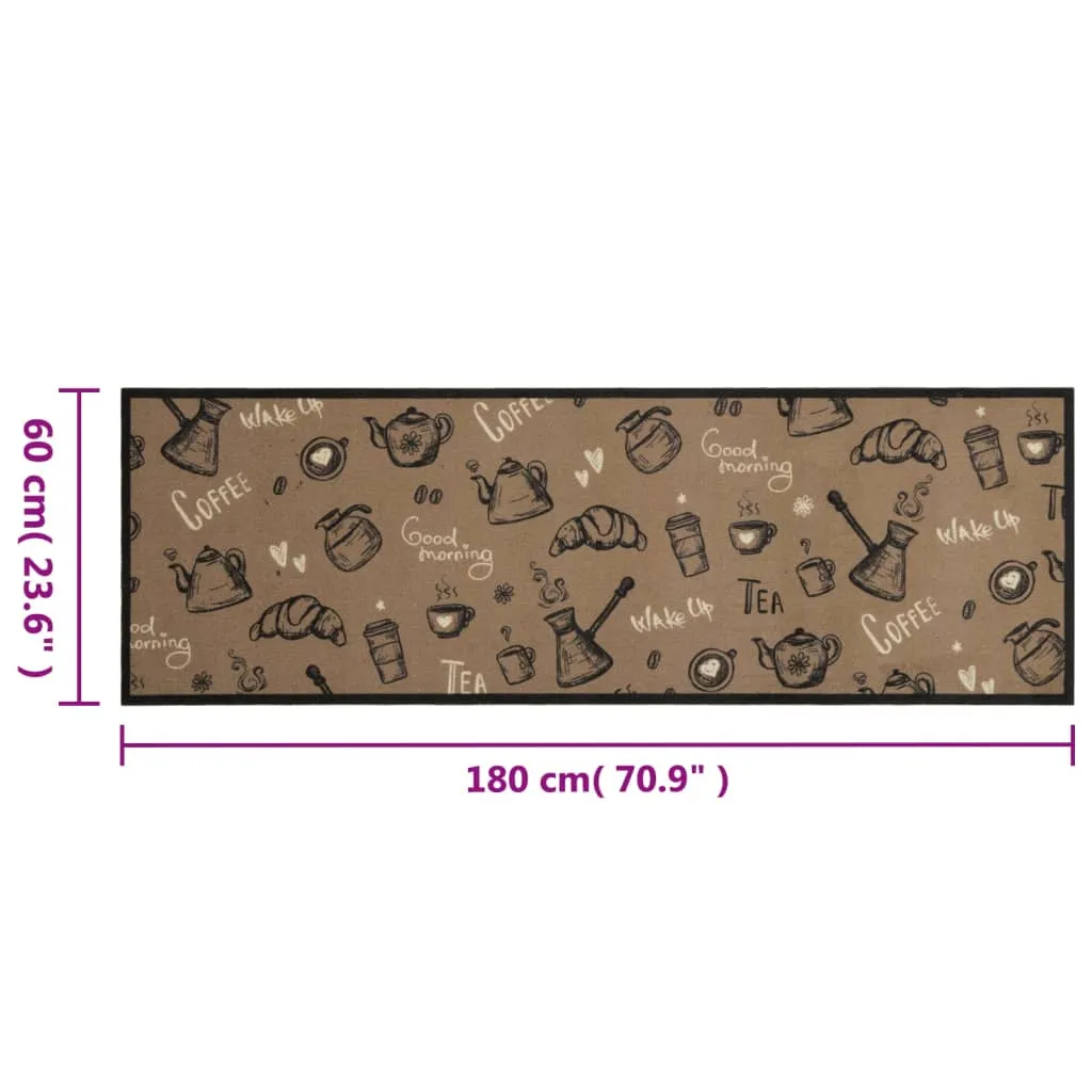 Kitchen Rug Washable Morning Brown 60x180 cm Velvet