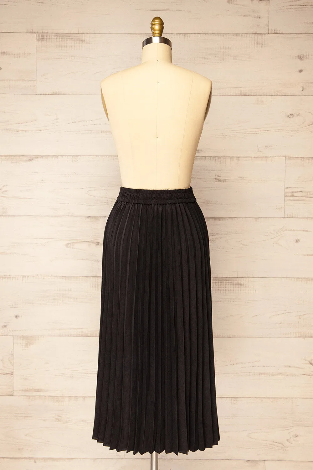 Langdon Black | Pleated Velvet Midi Skirt