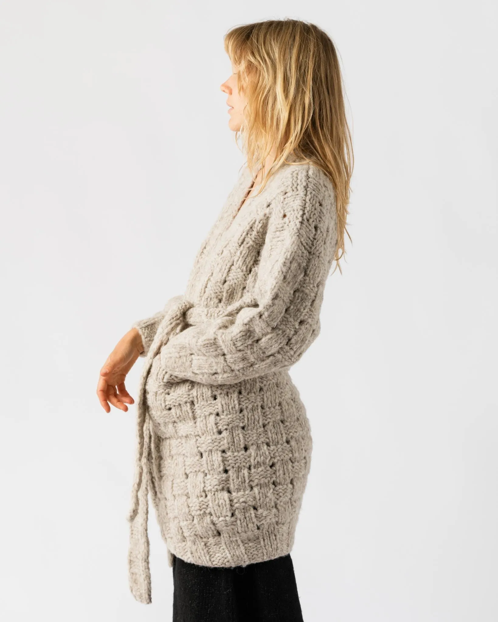 Lauren Manoogian Handknit Interlace Coat in Pebble