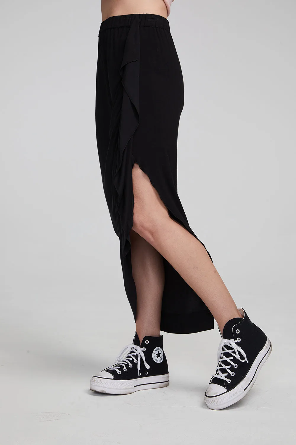 Lindsay Shadow Black Midi Skirt