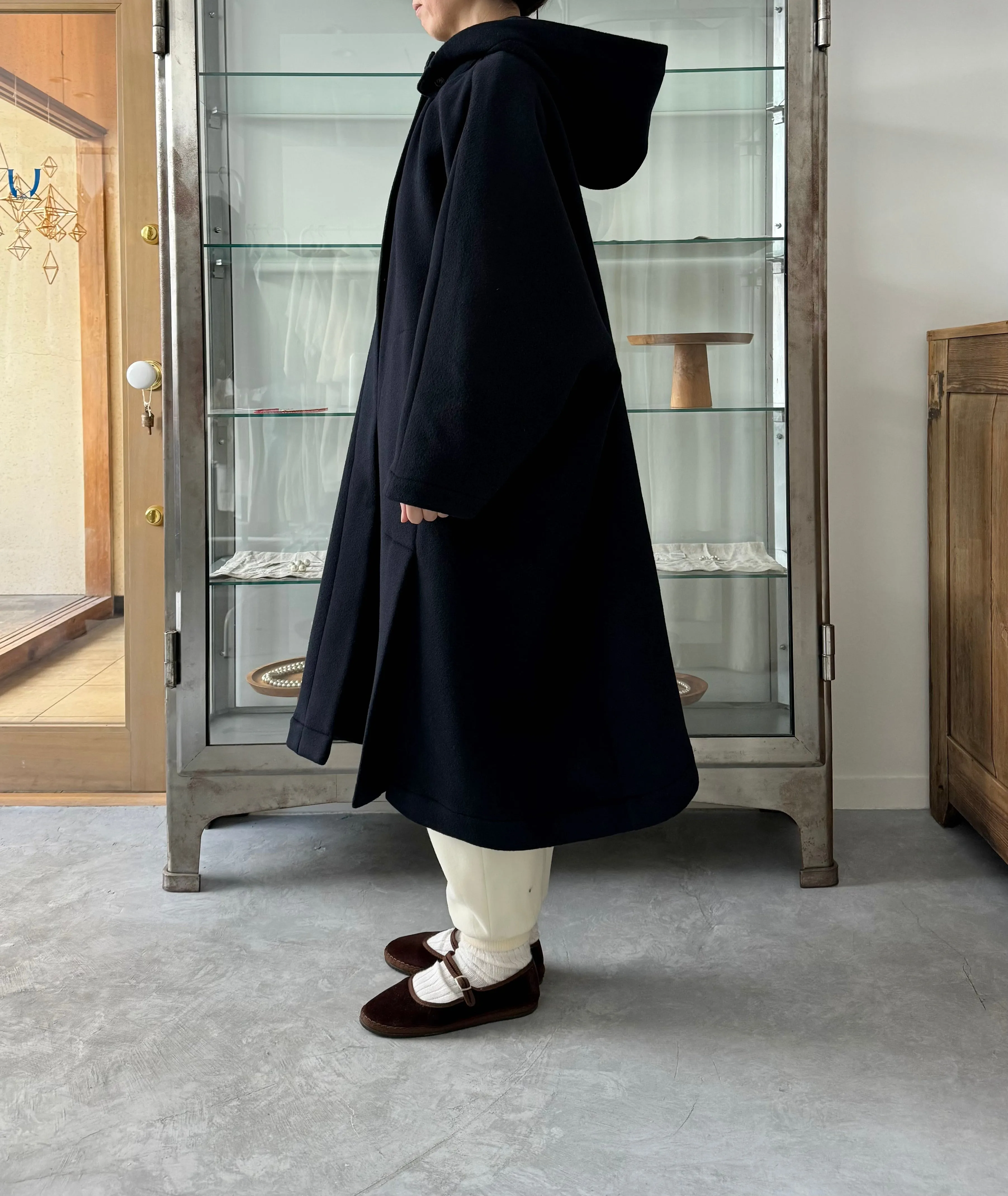Long cape coat (Navy)