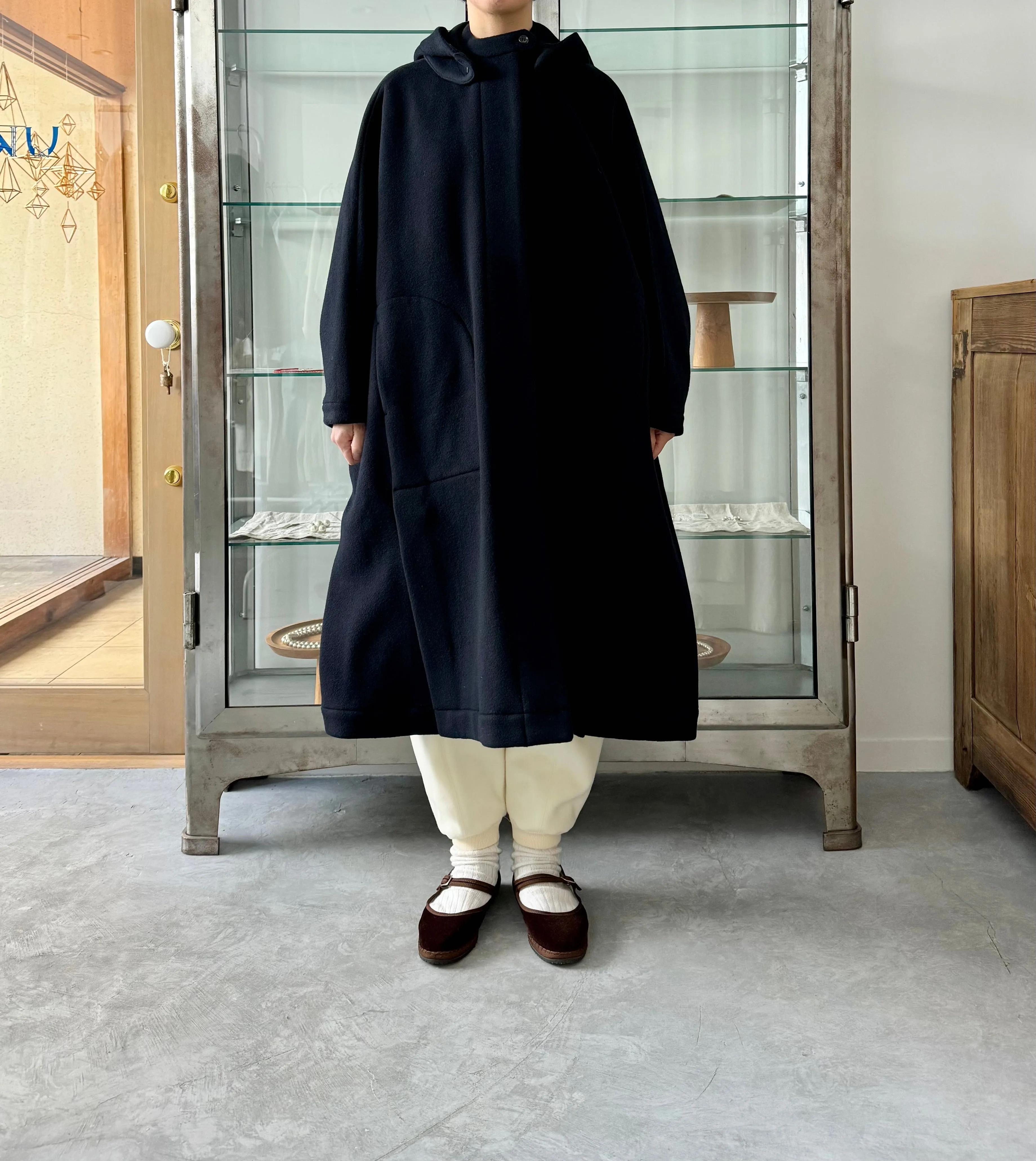Long cape coat (Navy)