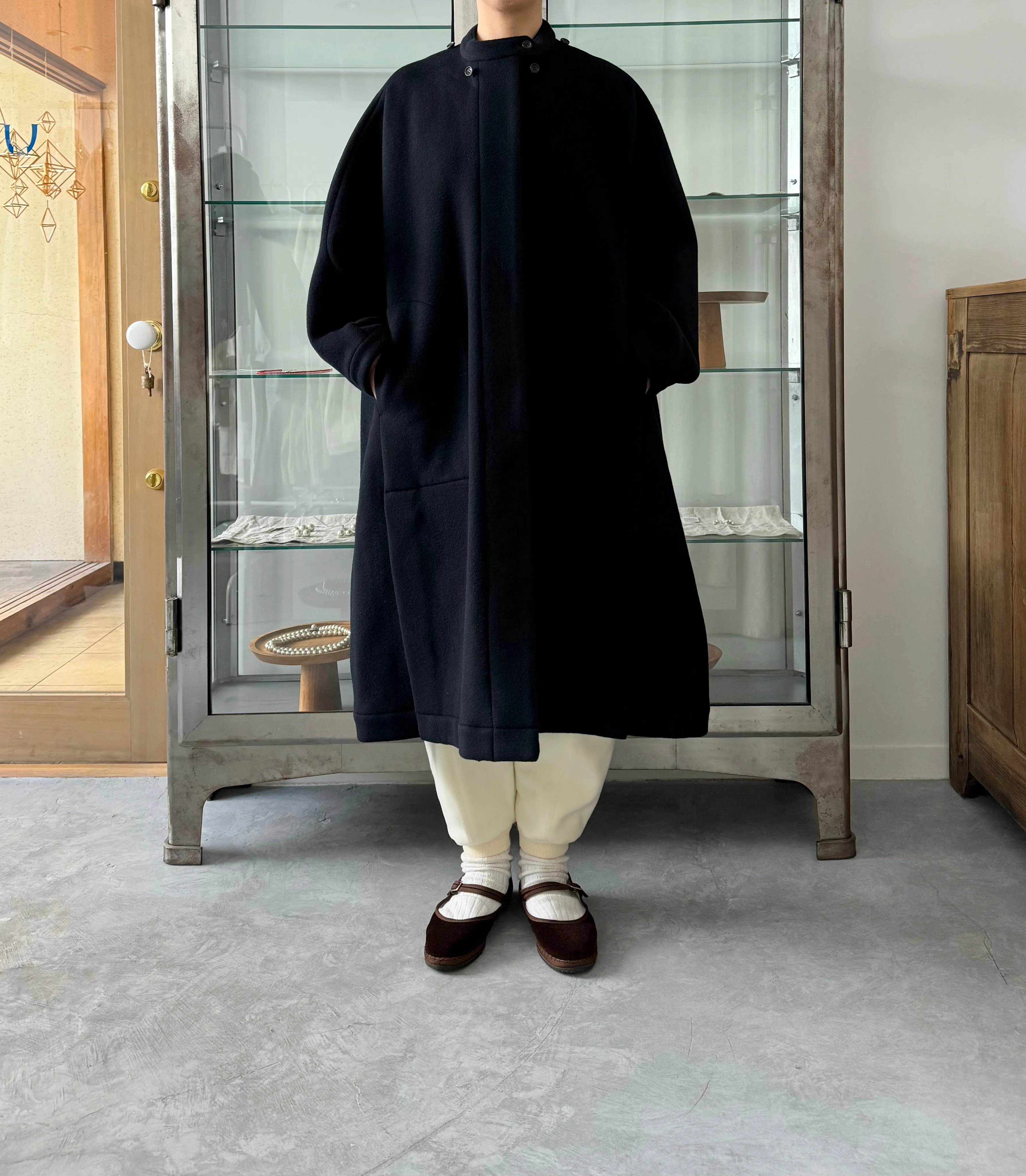 Long cape coat (Navy)