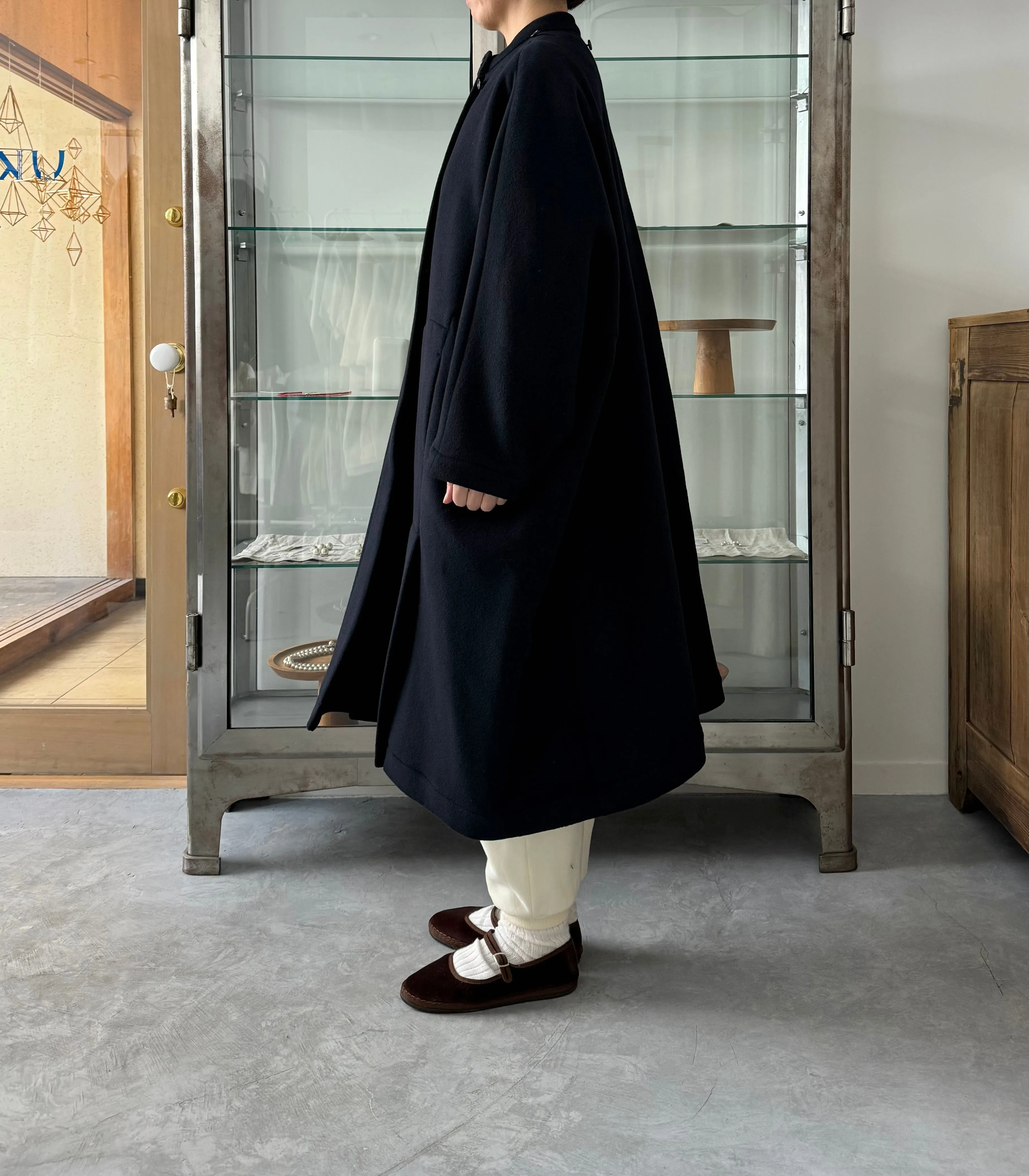 Long cape coat (Navy)