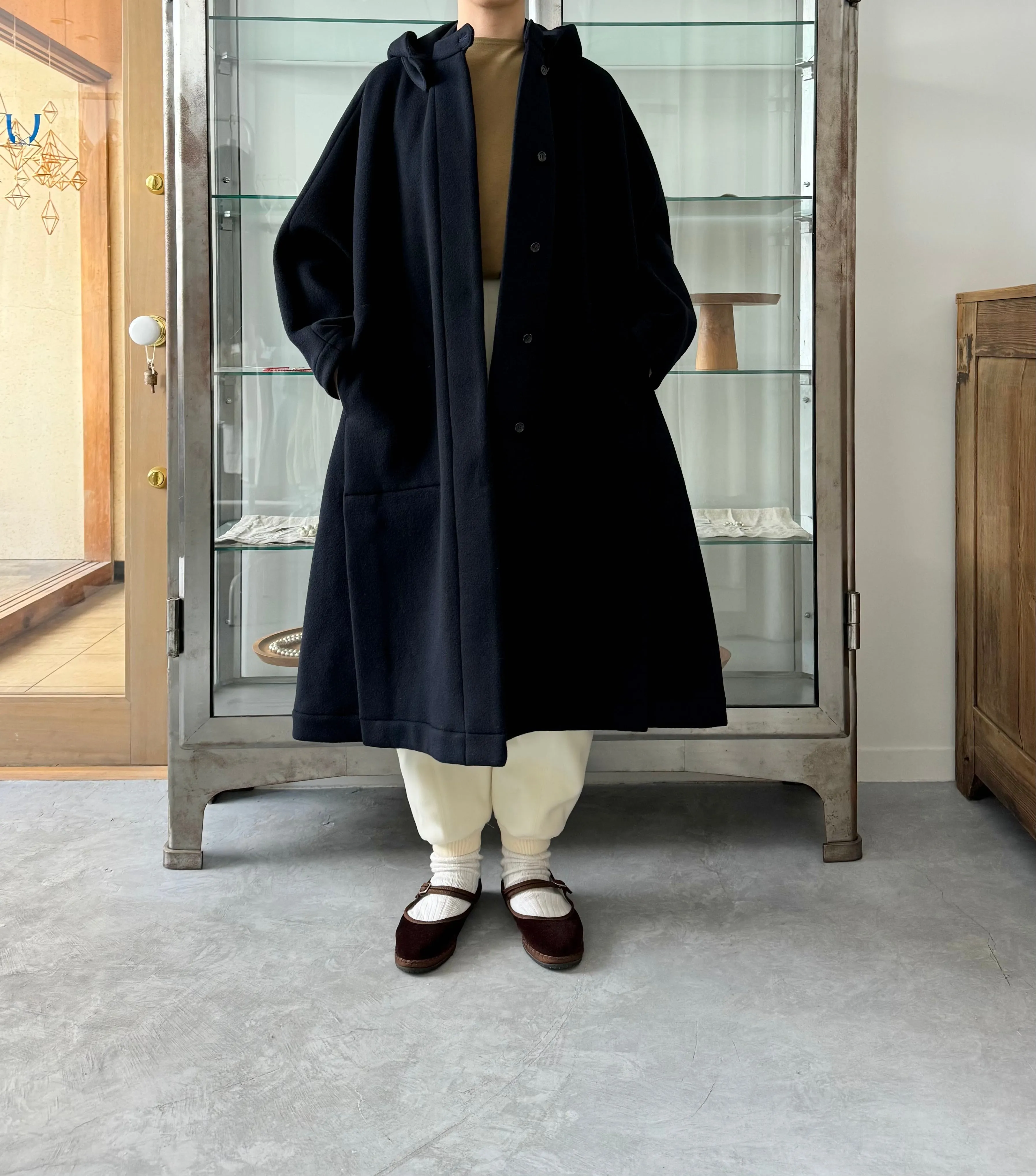Long cape coat (Navy)