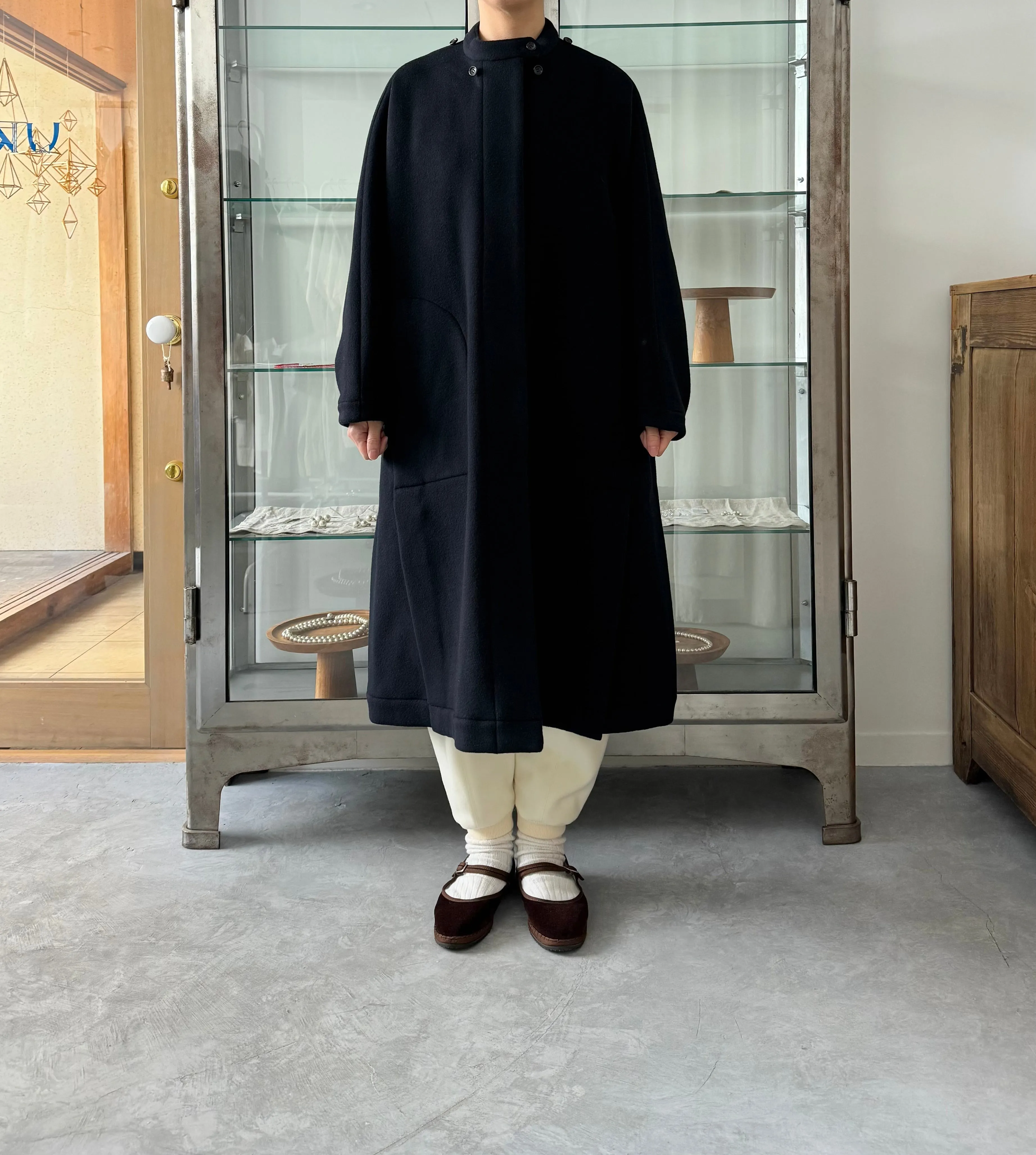 Long cape coat (Navy)