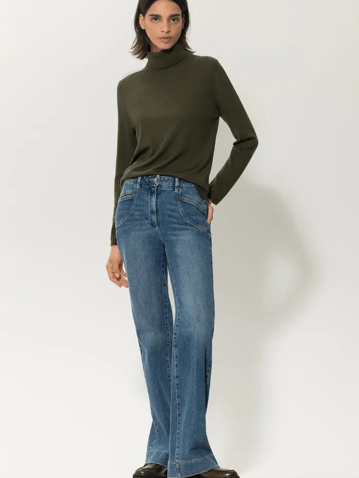 Luisa Cerano Wool Blend Turtleneck Jumper In Bamboo 188340 5903 Col 0361