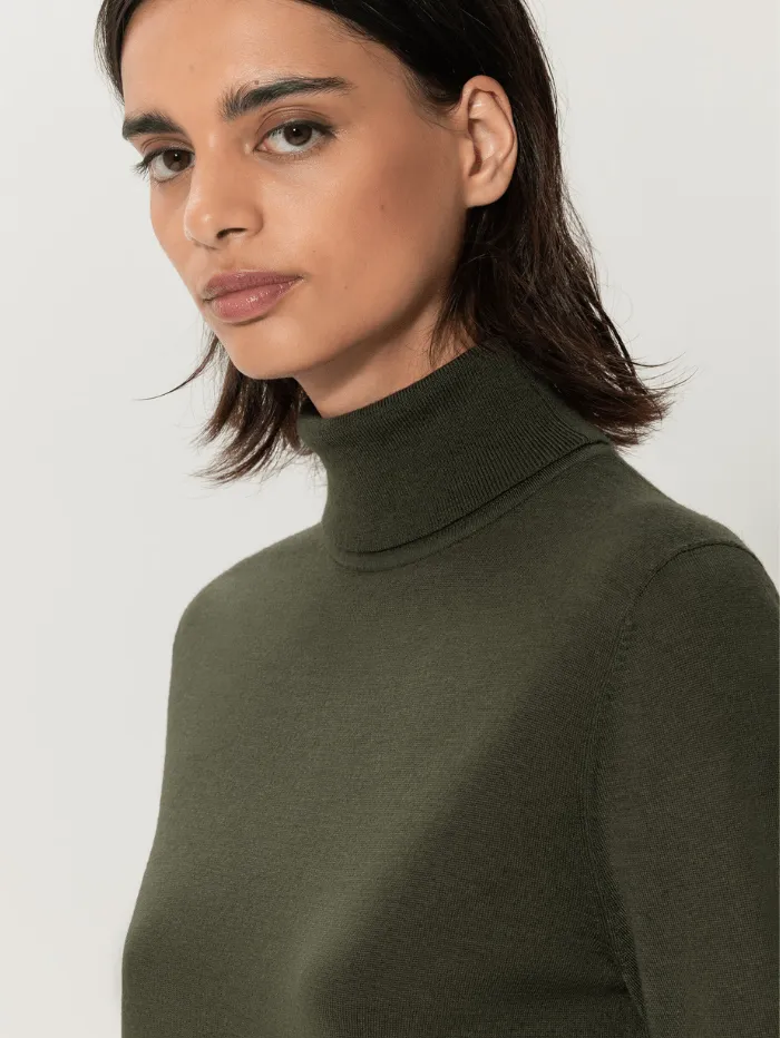 Luisa Cerano Wool Blend Turtleneck Jumper In Bamboo 188340 5903 Col 0361
