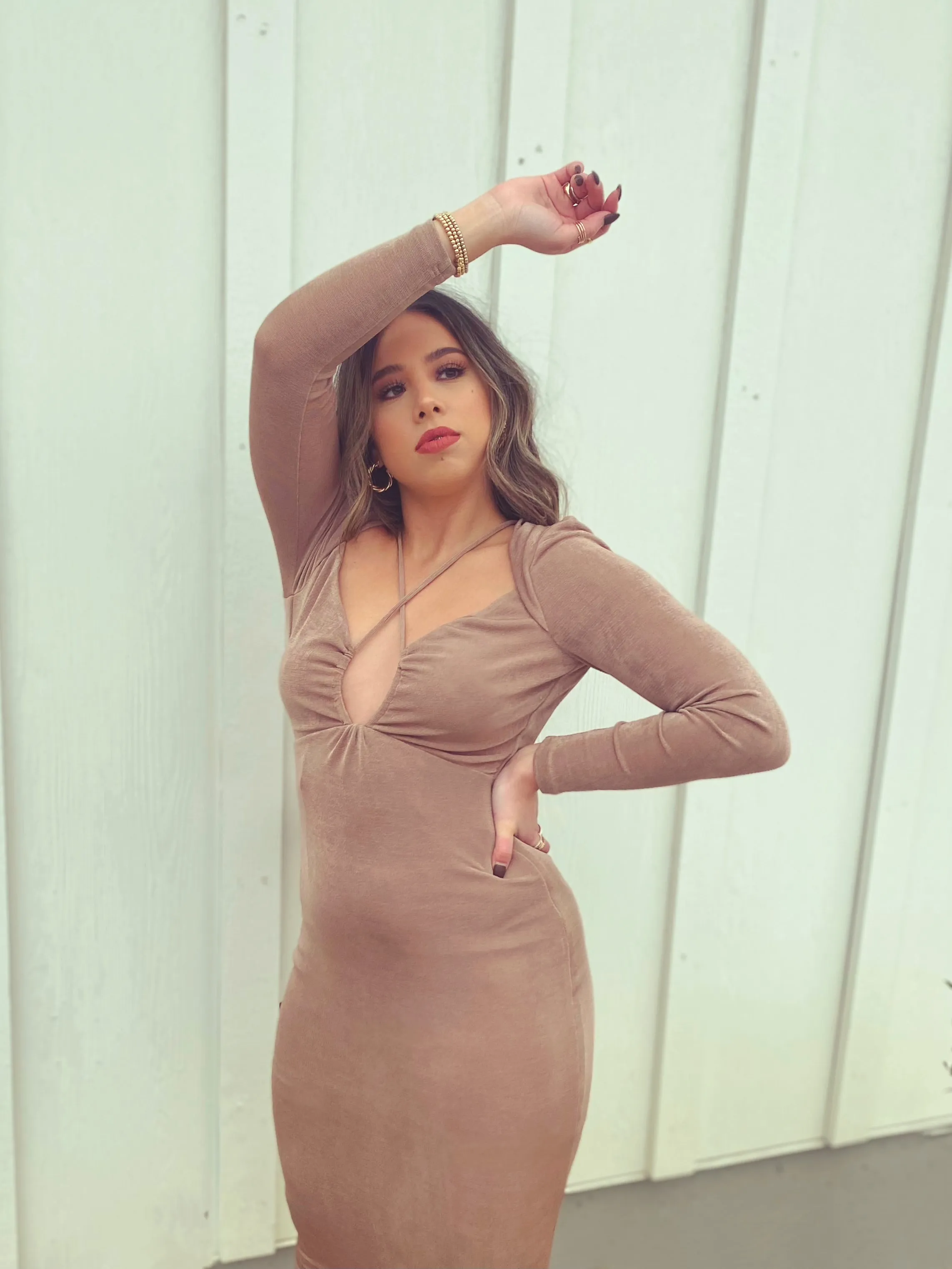 Make You Mine Mocha Midi Dress