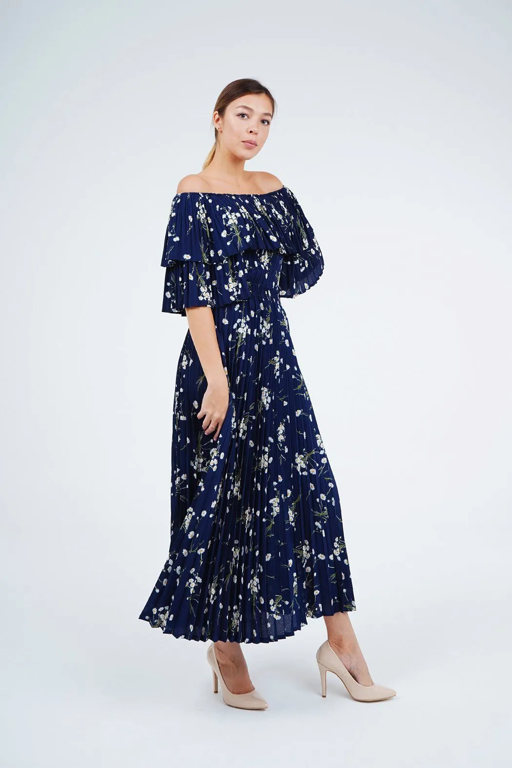 Marrie Summer Floral Skirt with Off Shoulder Top Set