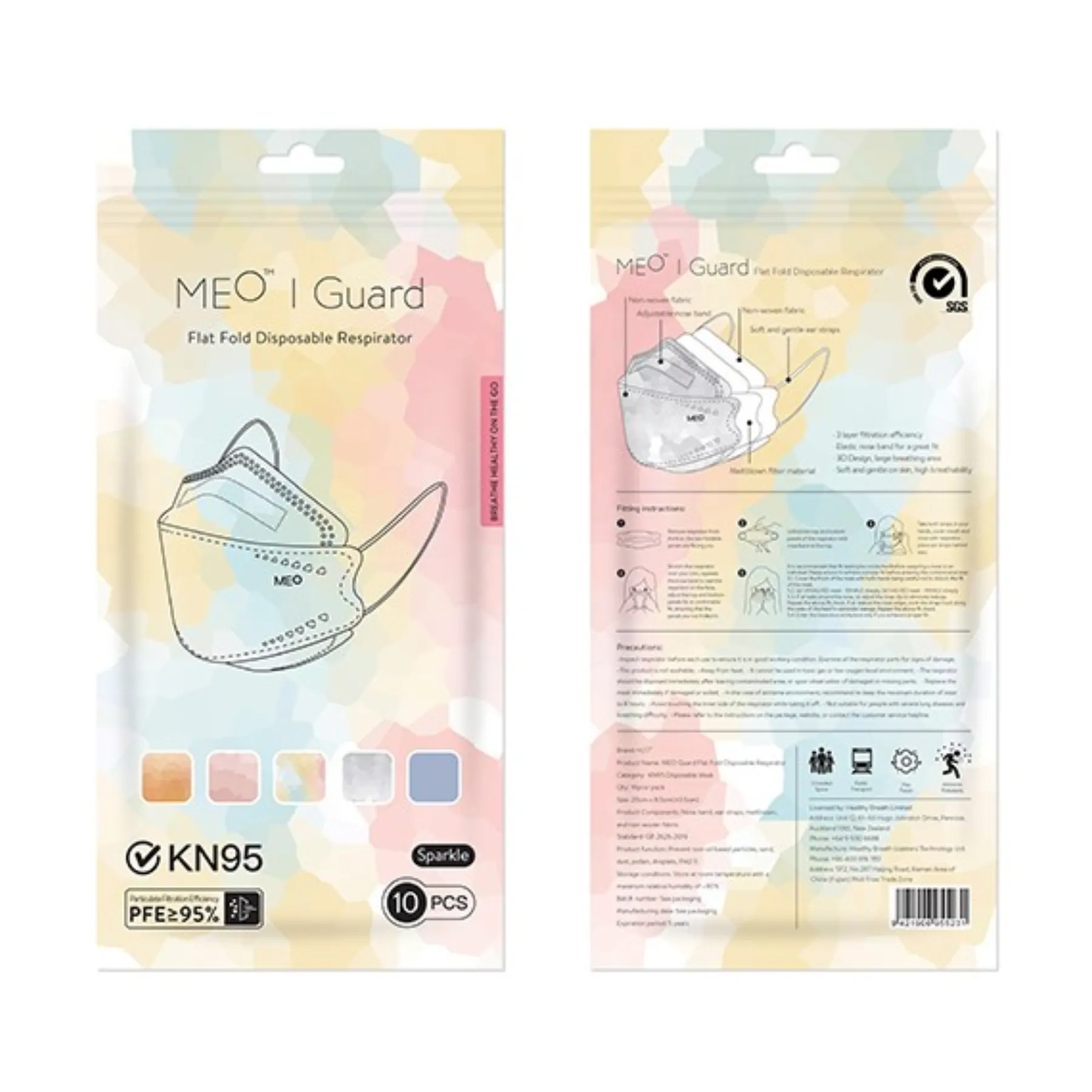 Meo Guard Flat-fold Disposable Respirator - Sparkle (10pcs/pack)