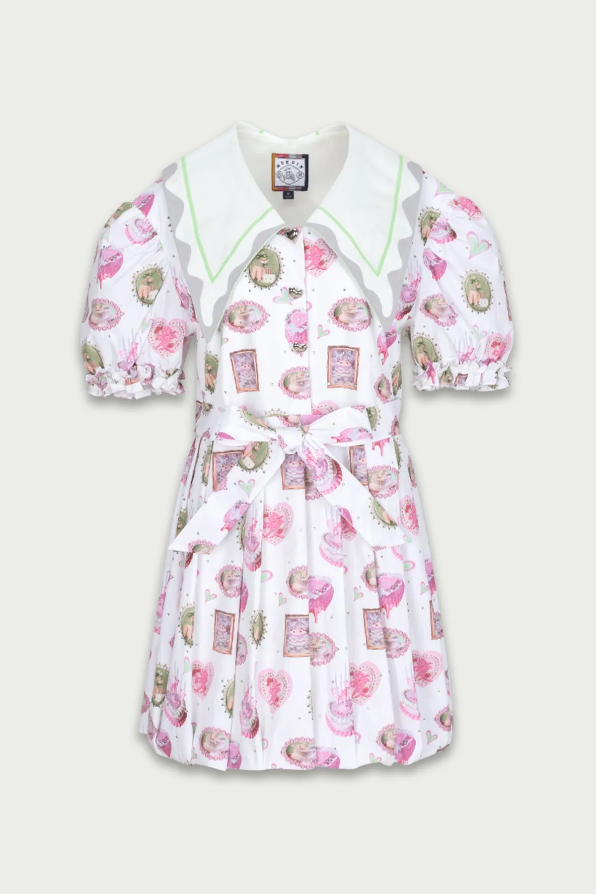 Mukzin | Cute Floral Digital Printed Dress - 囍XI