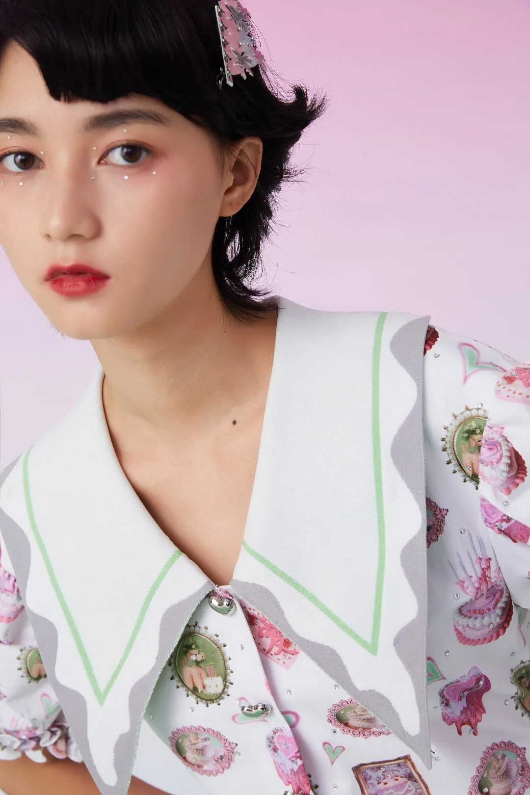 Mukzin | Cute Floral Digital Printed Dress - 囍XI