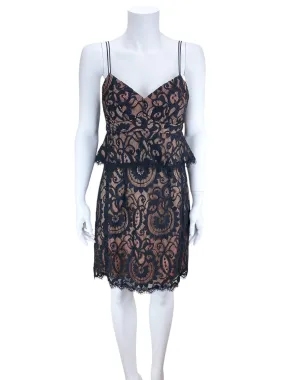Nanette Lepore Women's Venetian Lace Peplum Dress Black Size 6 with Tags