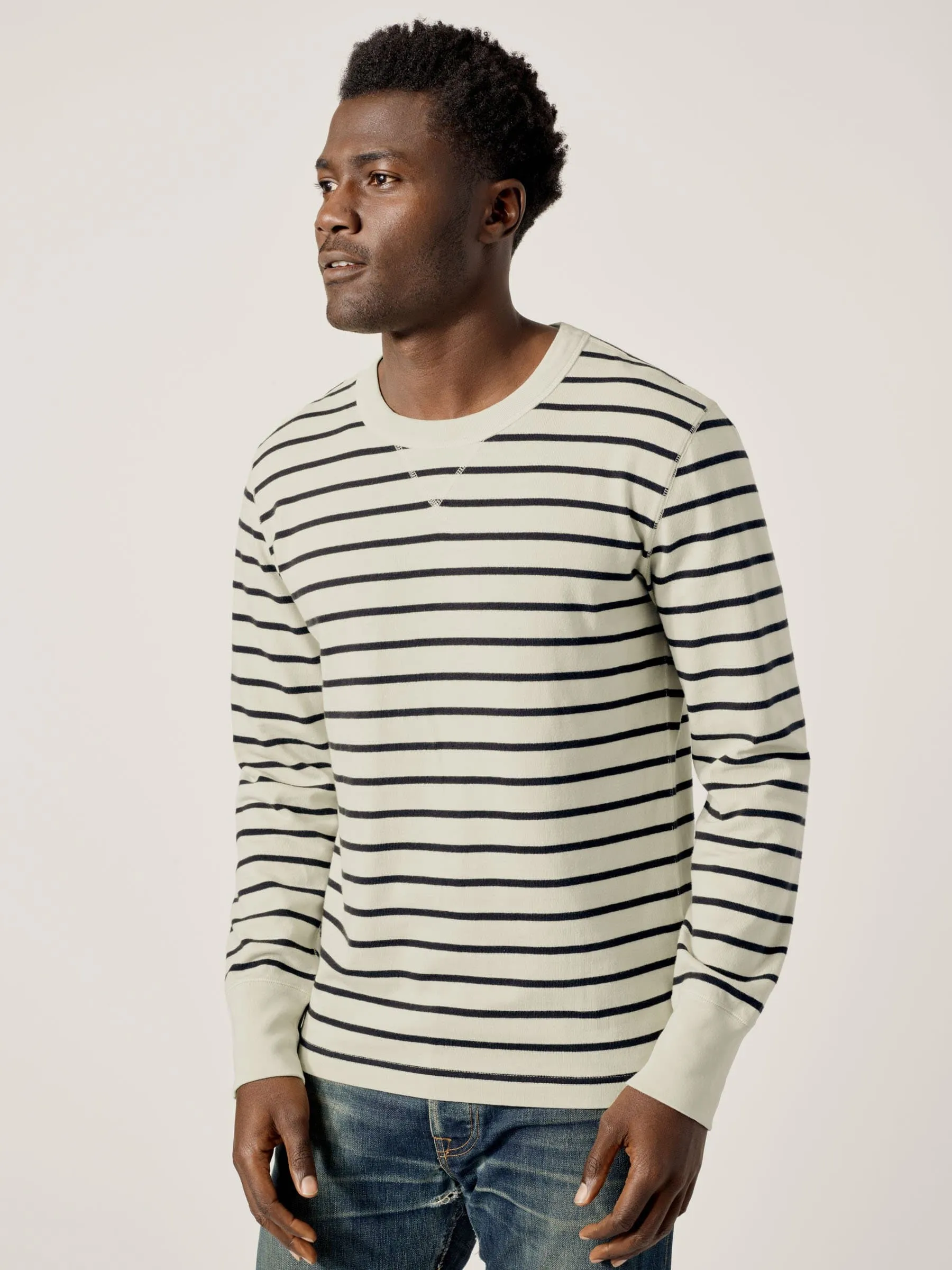 Natural/Black Striped Field-Spec Cotton Surplus Crew