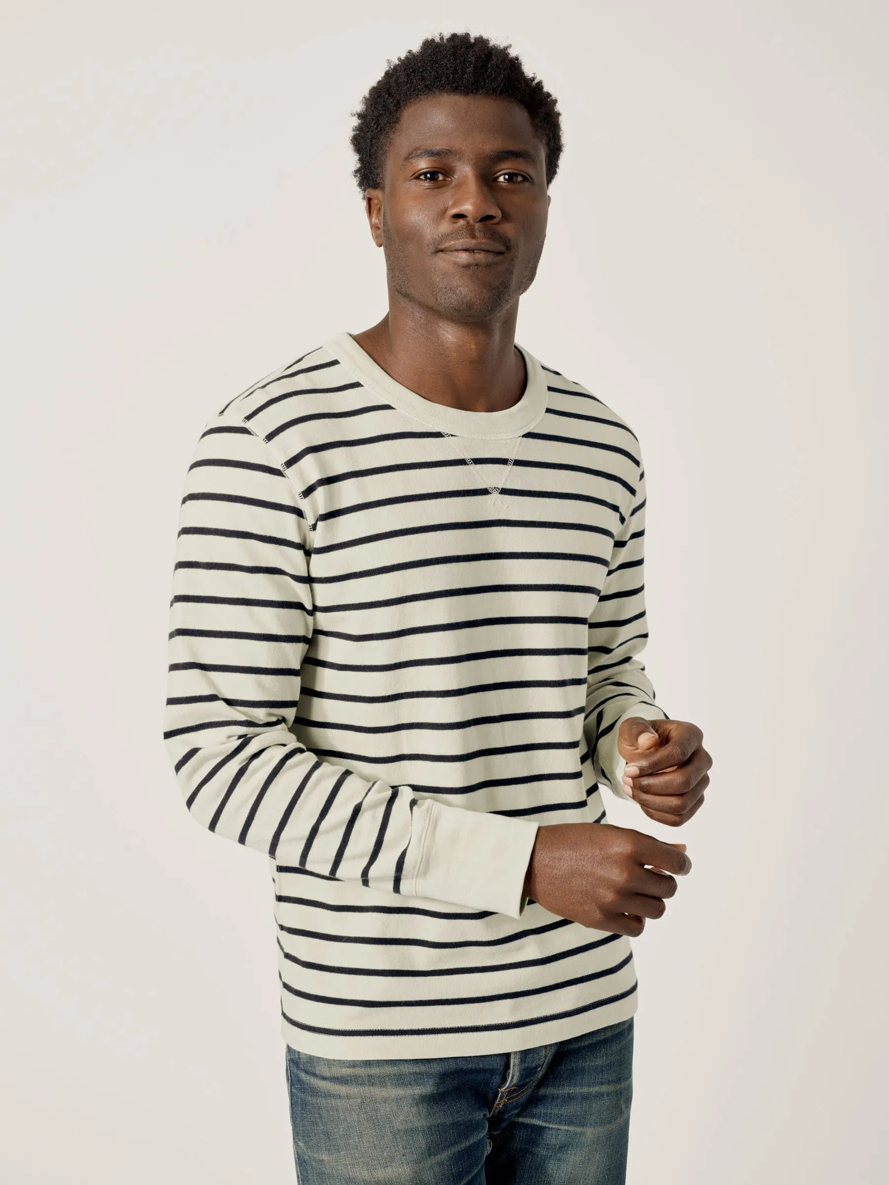Natural/Black Striped Field-Spec Cotton Surplus Crew