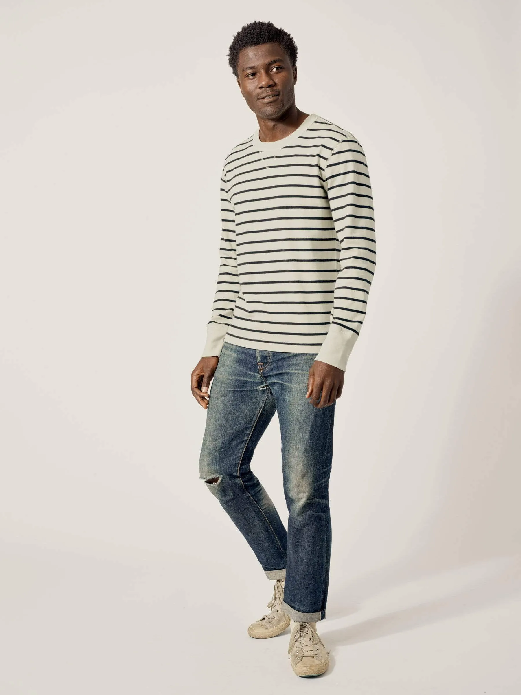 Natural/Black Striped Field-Spec Cotton Surplus Crew