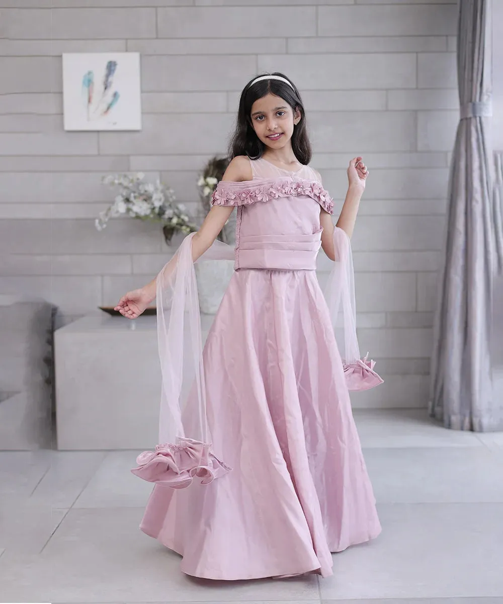 Onion Pink Colored Wedding wear Lehenga Set for Girls