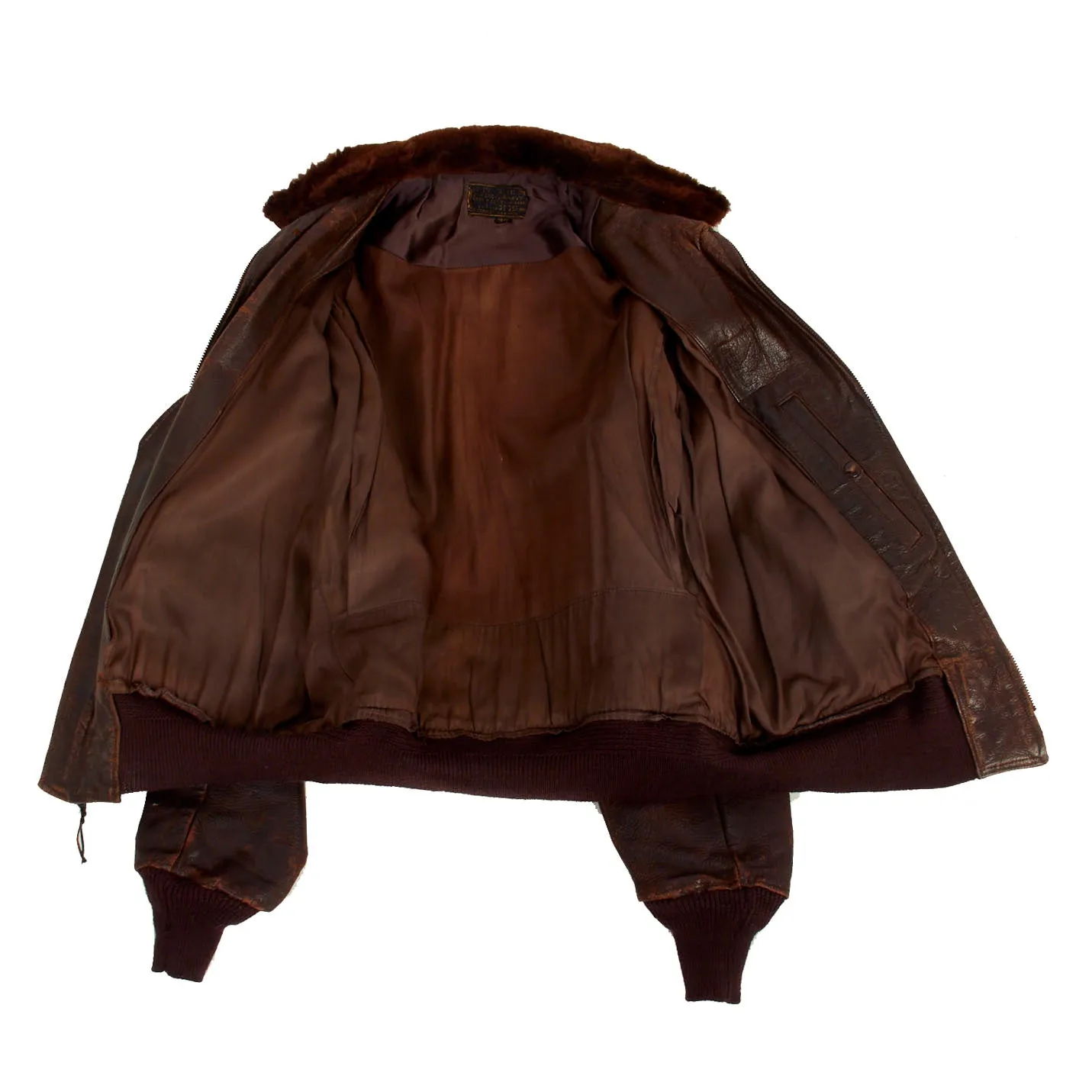 Original U.S. WWII Navy Pilot AVG Flying Tigers Painted G-1 Leather Flying Jacket - Postwar Paint