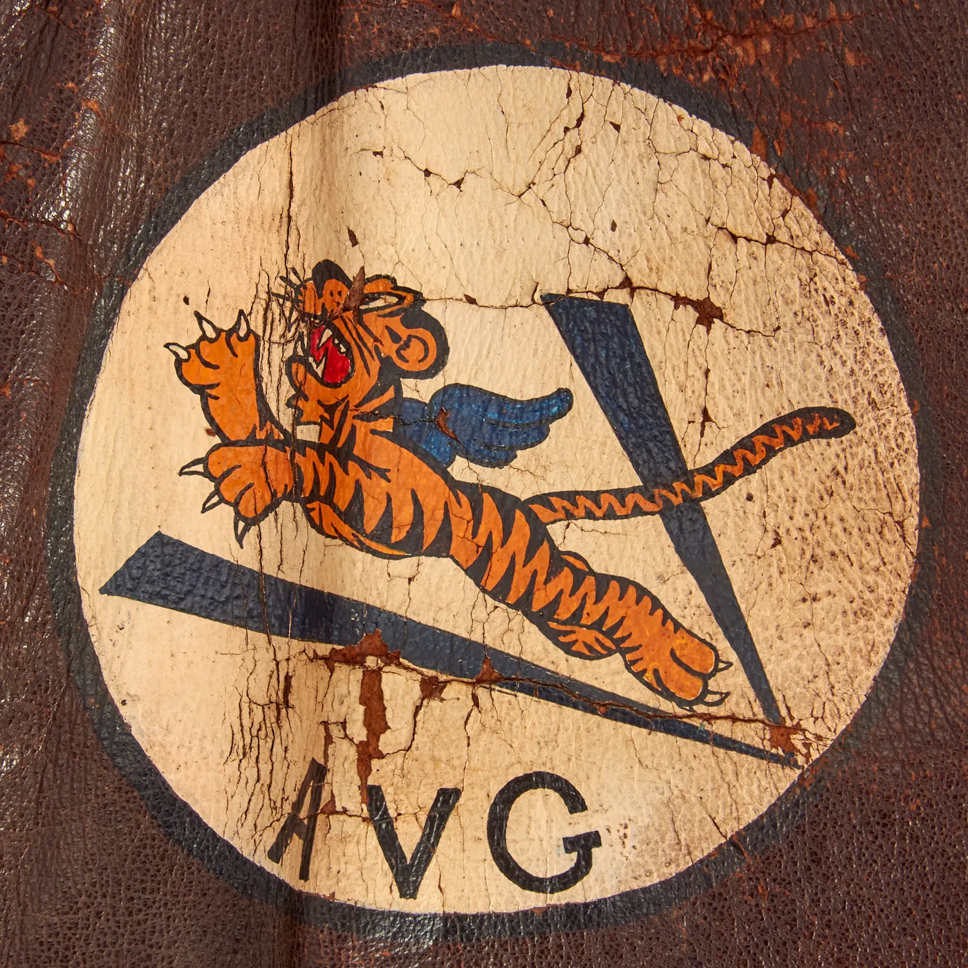 Original U.S. WWII Navy Pilot AVG Flying Tigers Painted G-1 Leather Flying Jacket - Postwar Paint