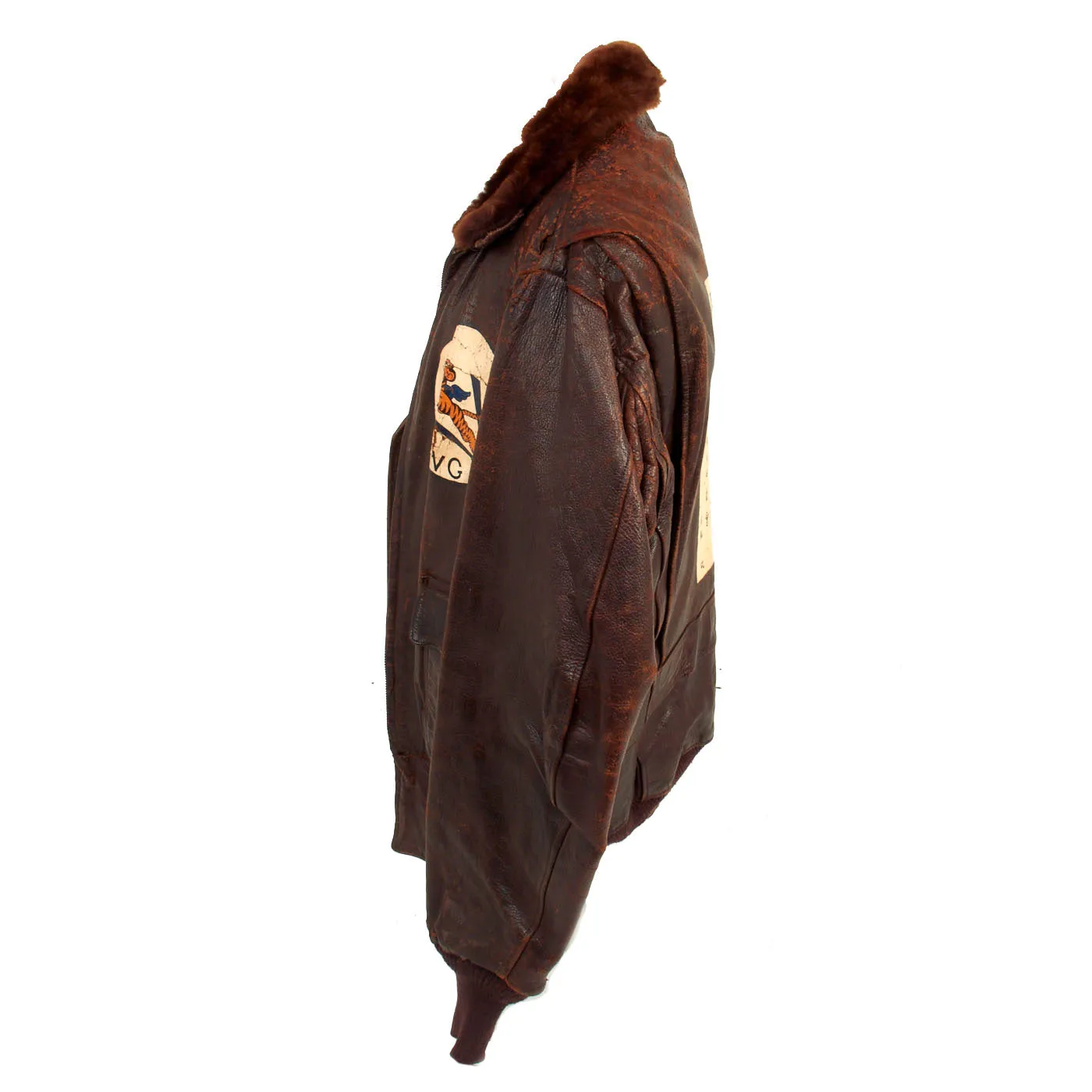 Original U.S. WWII Navy Pilot AVG Flying Tigers Painted G-1 Leather Flying Jacket - Postwar Paint