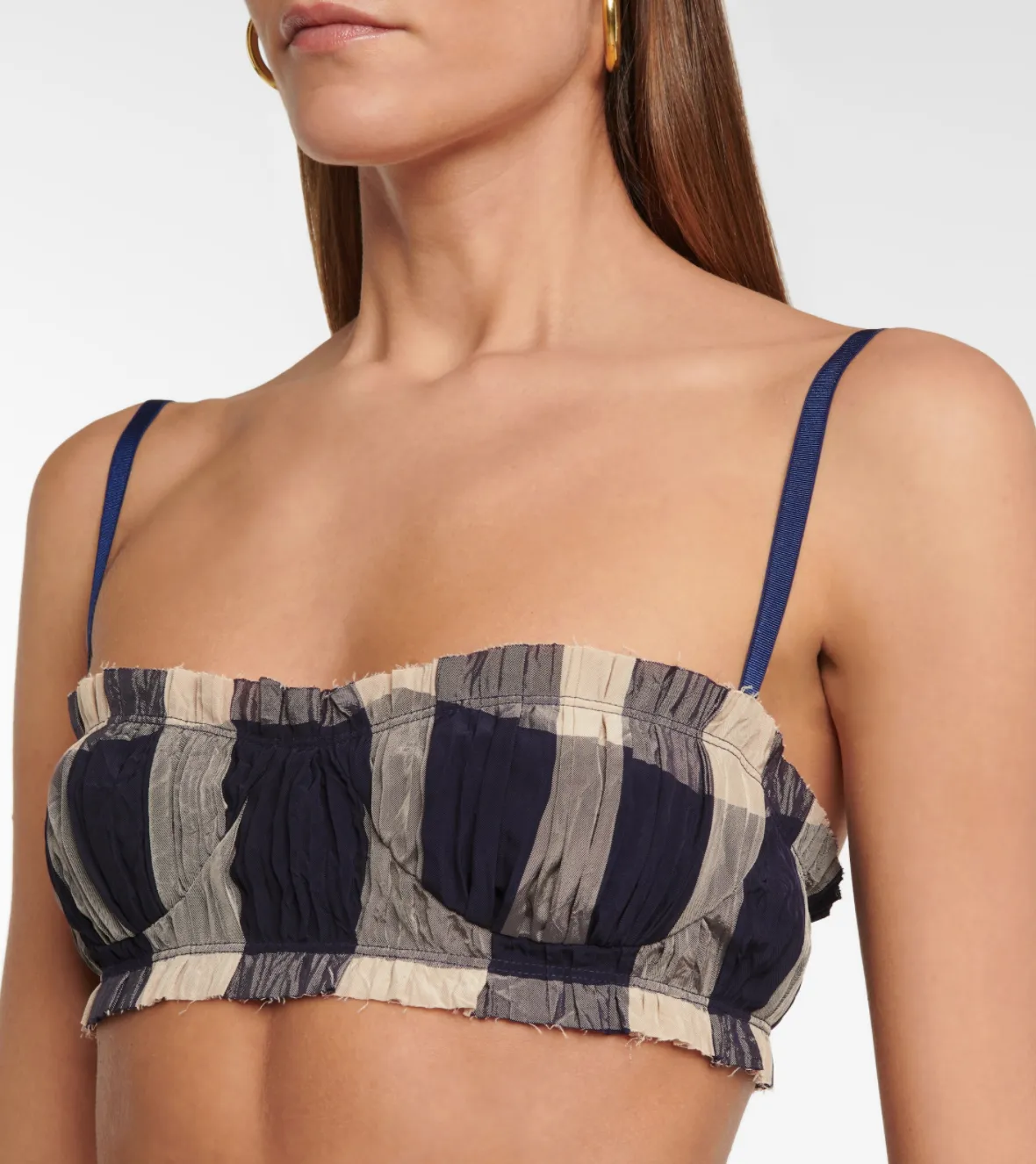Pleated Check Print Bra and Skirt - 0