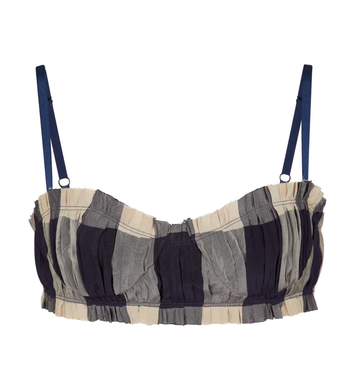 Pleated Check Print Bra and Skirt - 0