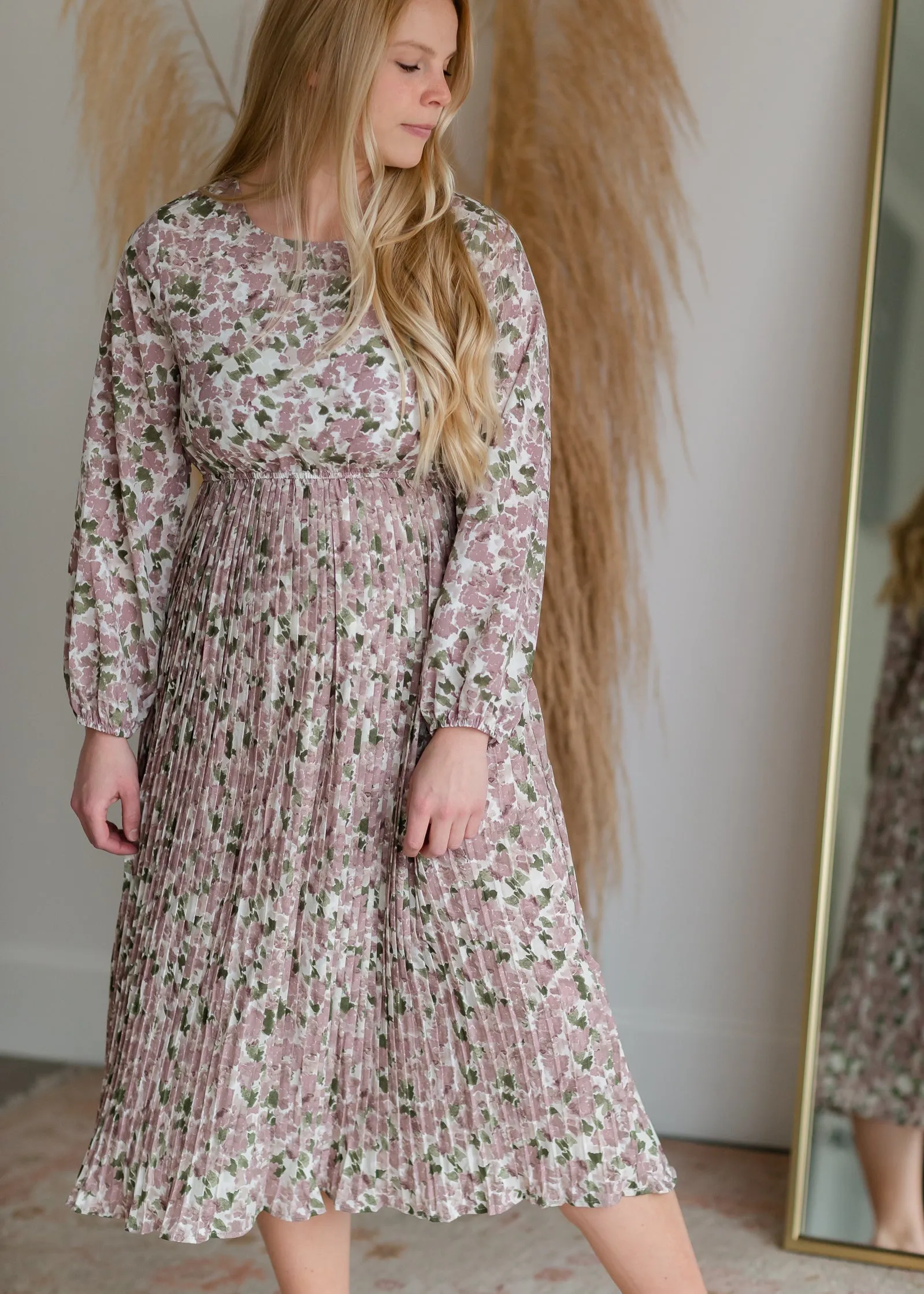 Pleated Cinched Waist Midi Dress - FINAL SALE