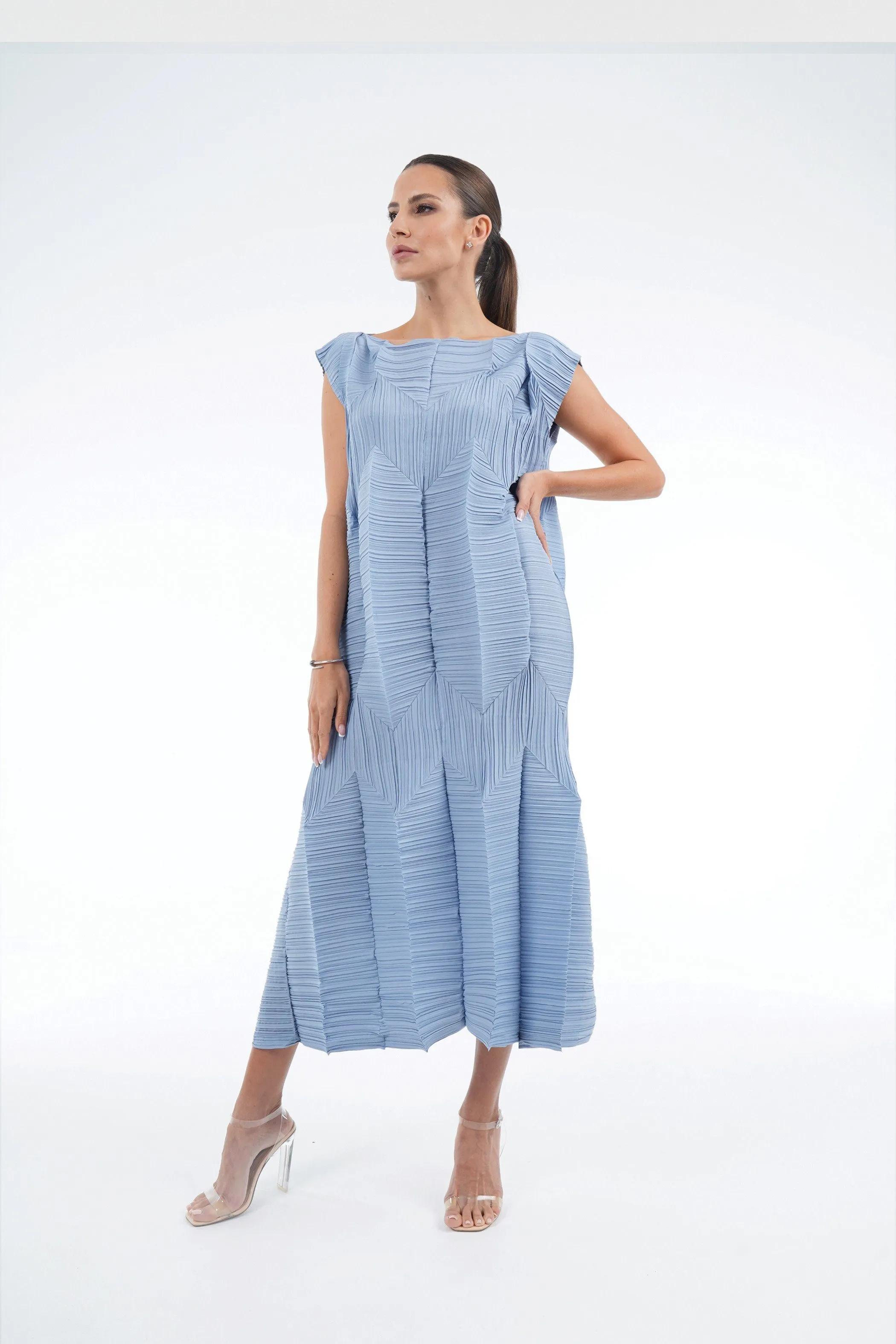 Pleated Origami Dress With Large Folds