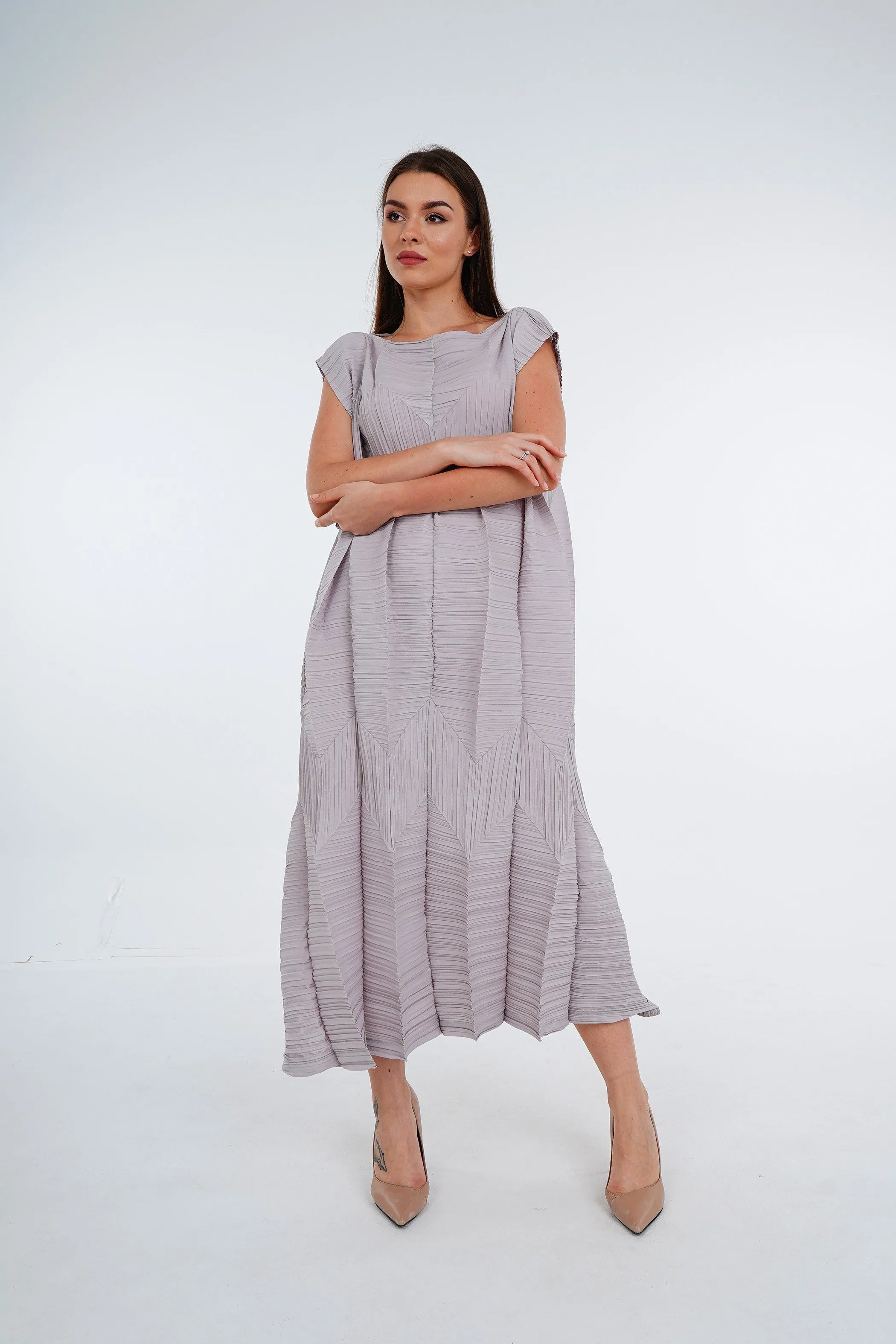 Pleated Origami Dress With Large Folds