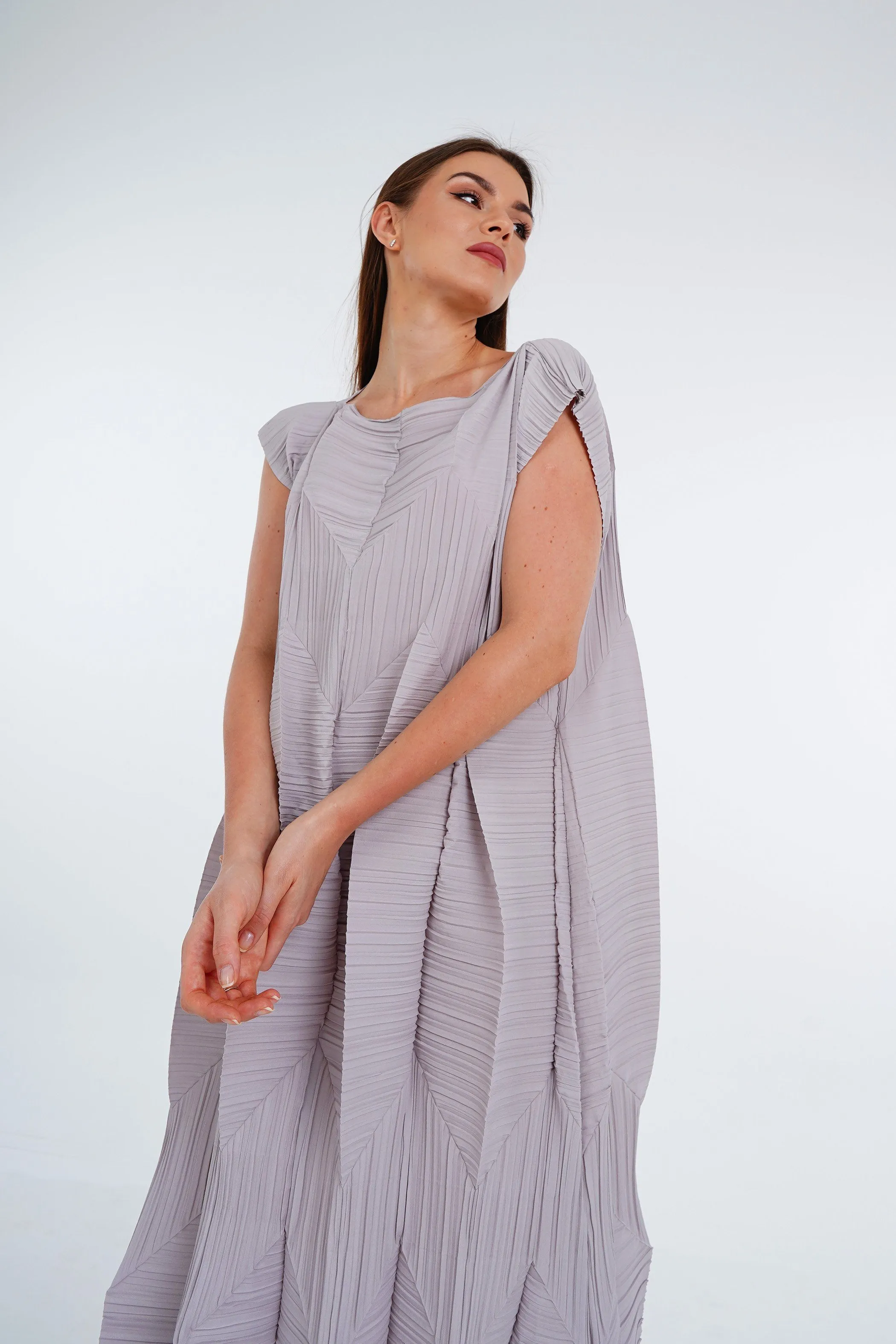 Pleated Origami Dress With Large Folds