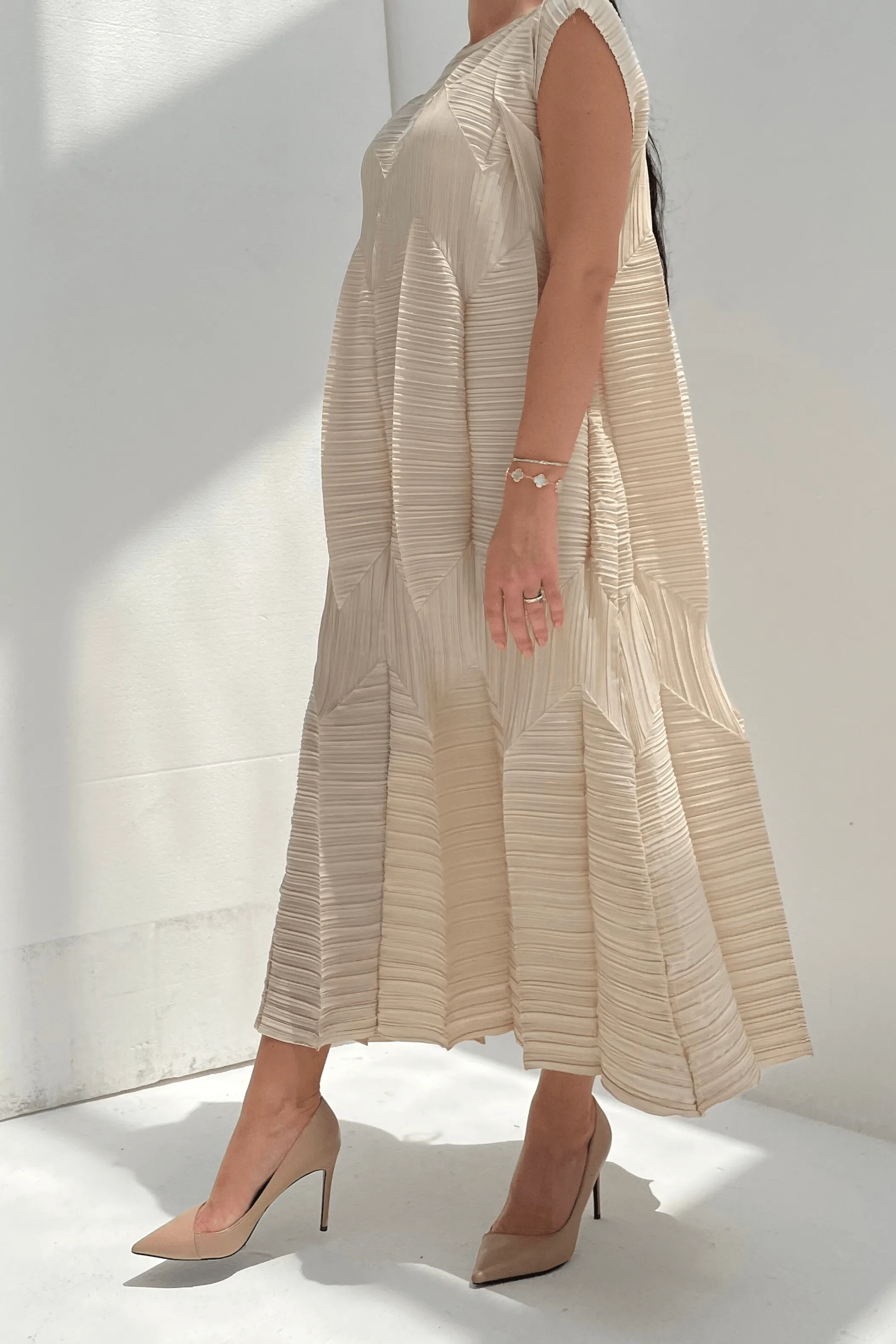 Pleated Origami Dress With Large Folds
