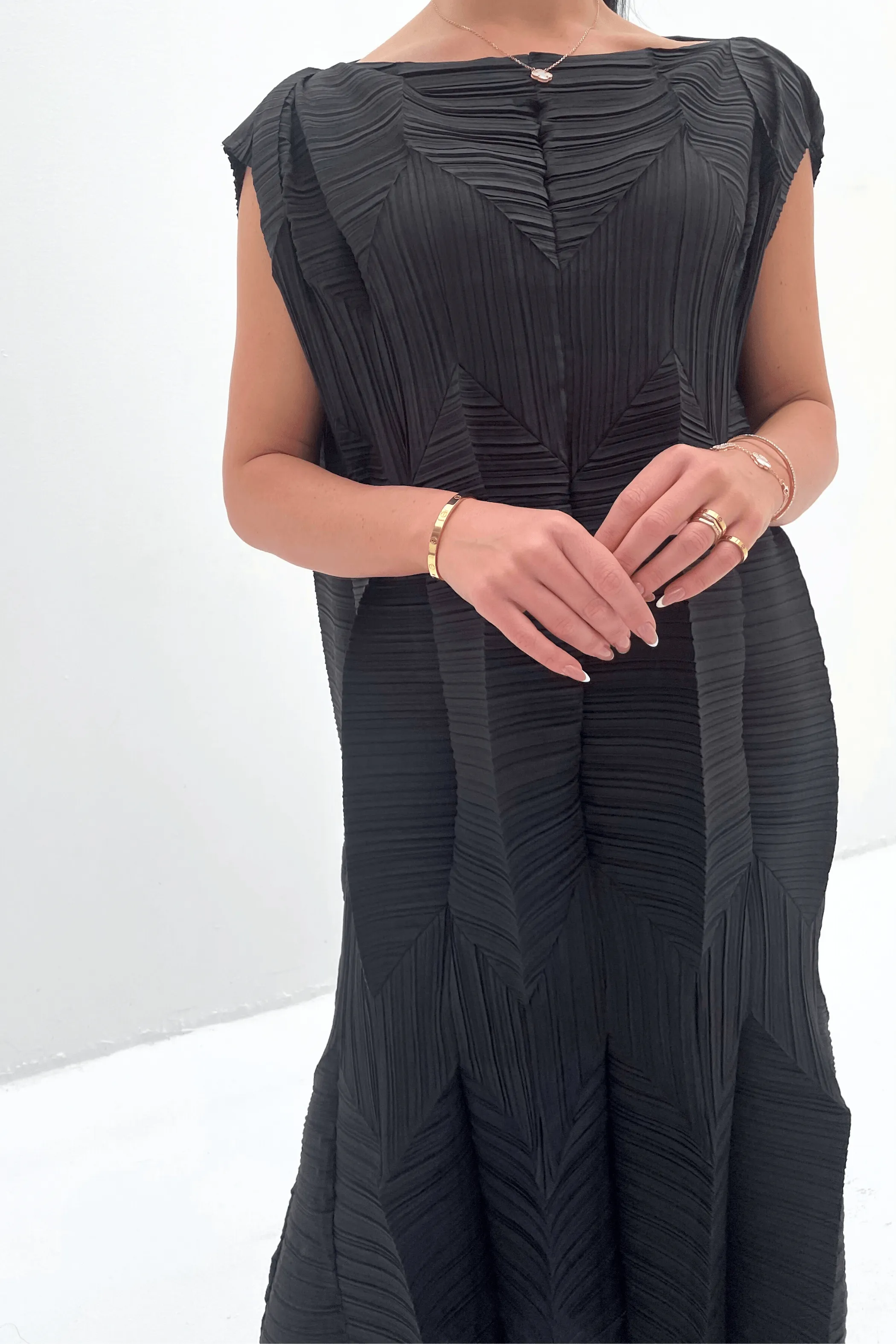 Pleated Origami Dress With Large Folds
