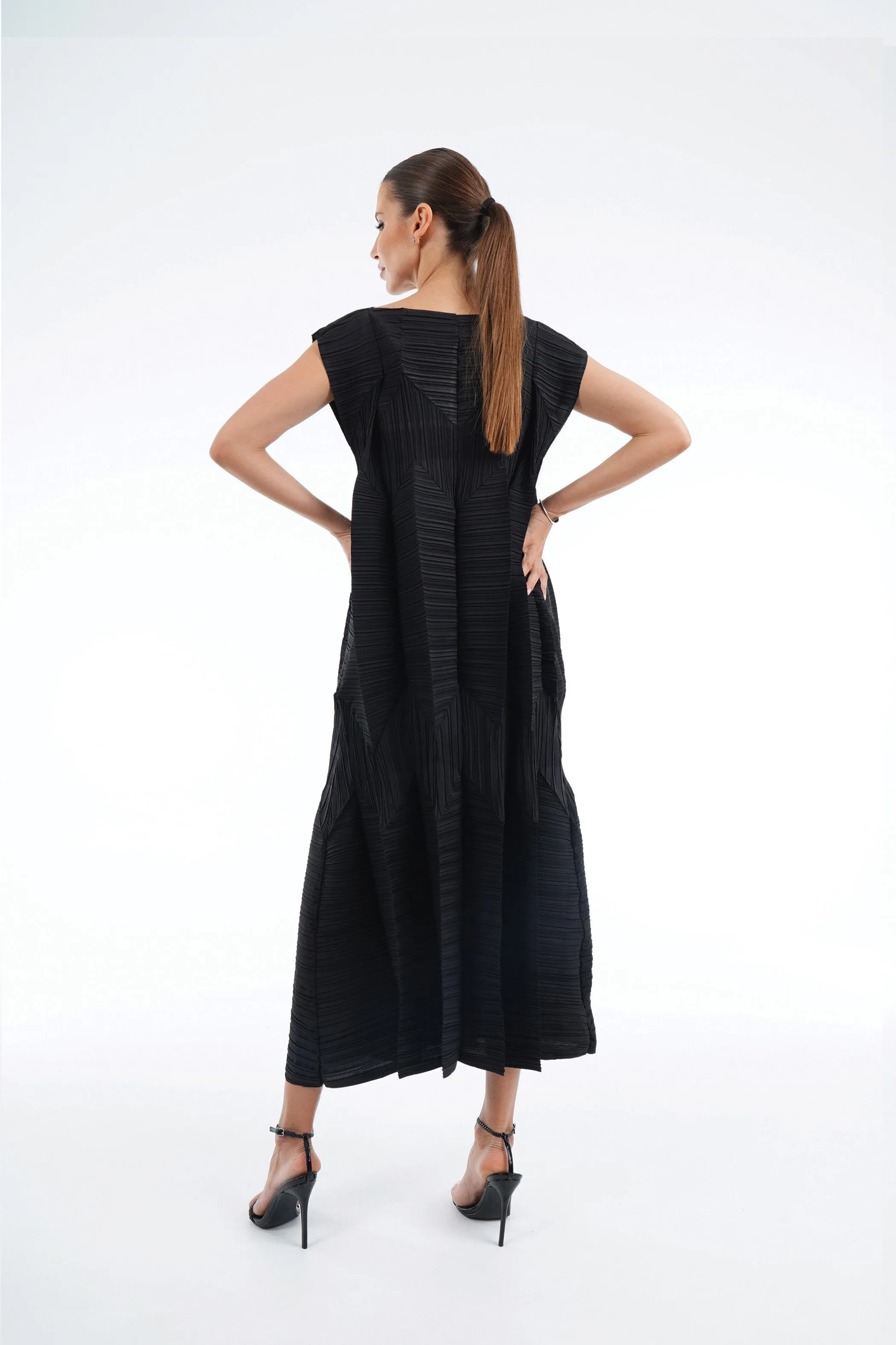 Pleated Origami Dress With Large Folds