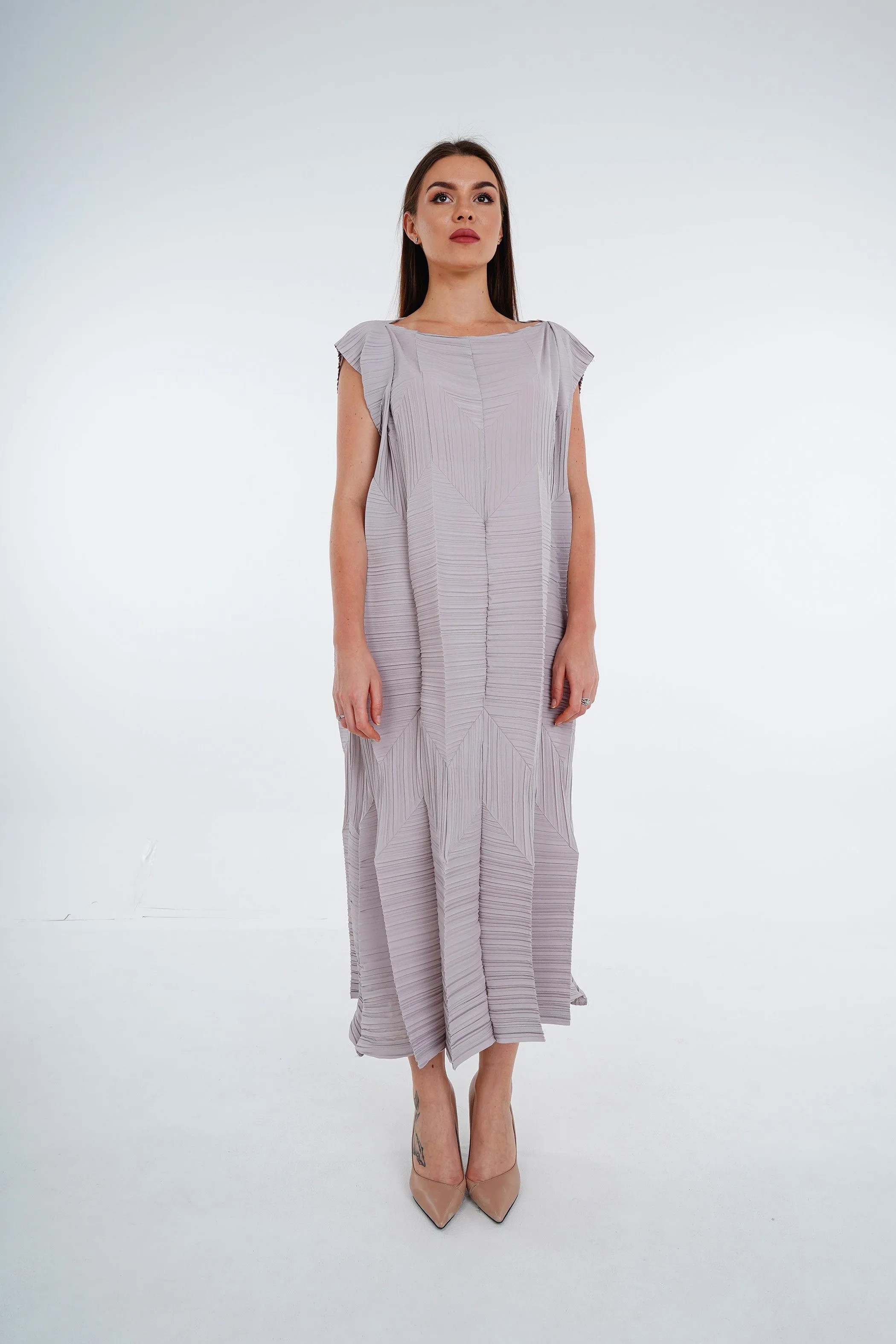 Pleated Origami Dress With Large Folds