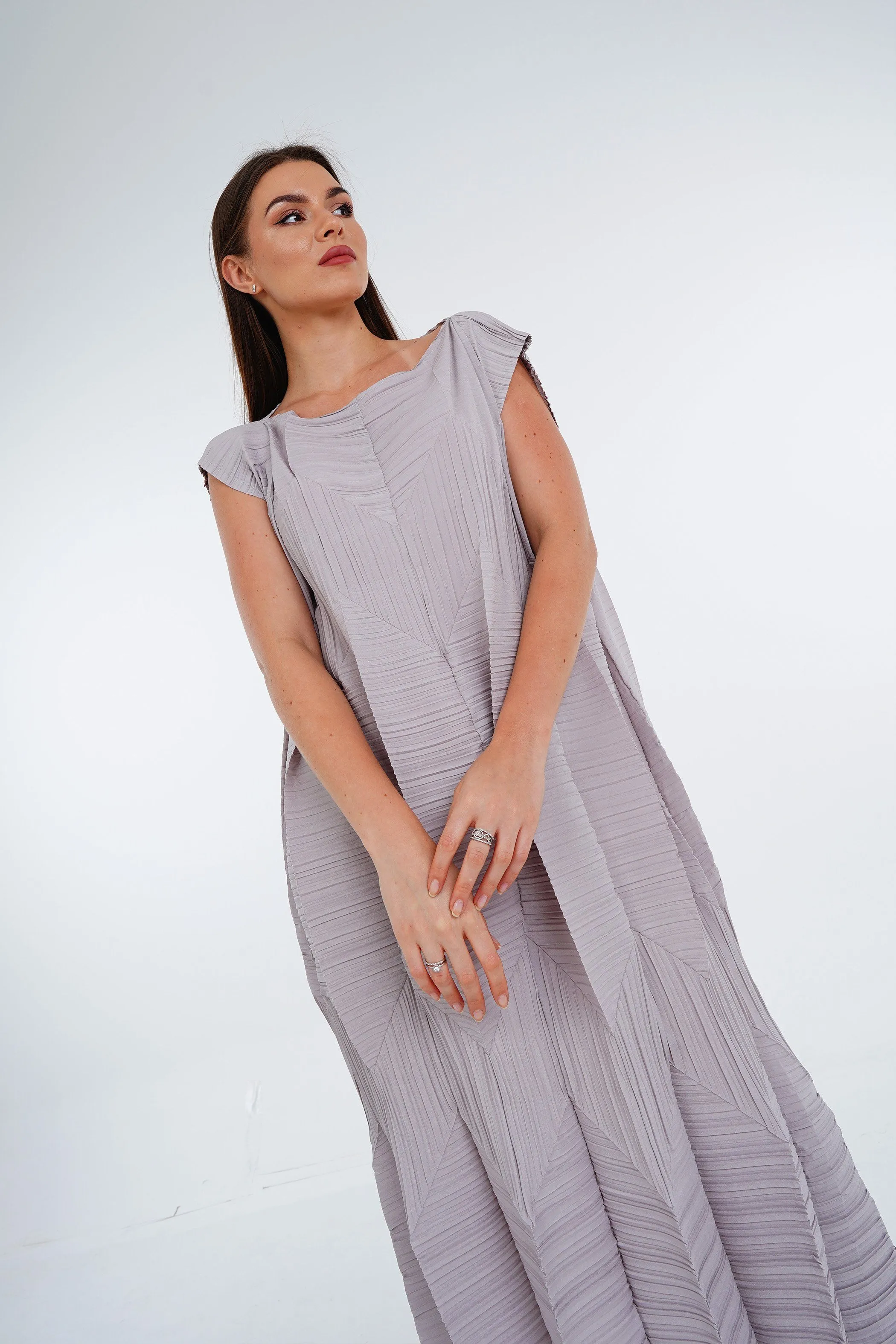 Pleated Origami Dress With Large Folds