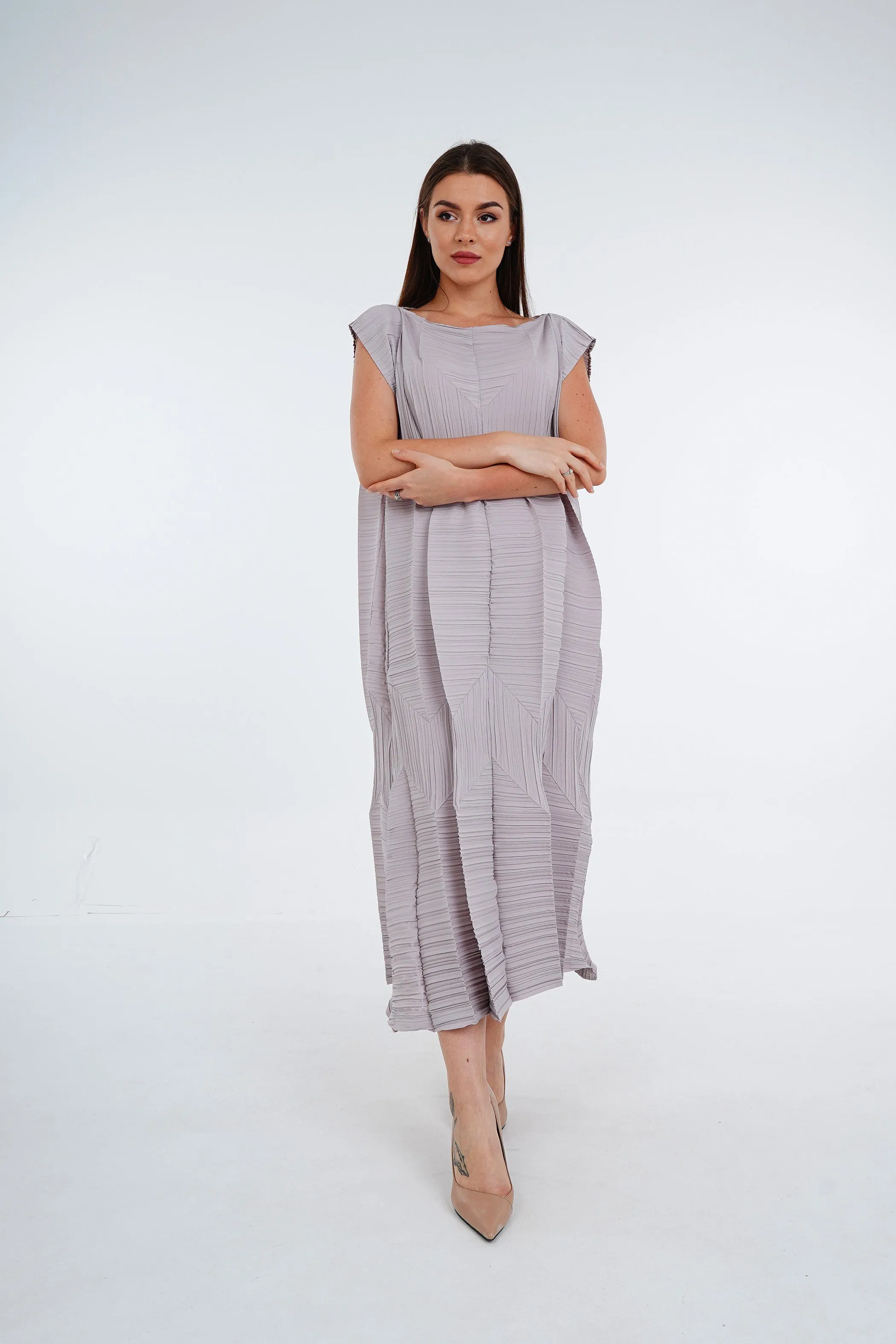 Pleated Origami Dress With Large Folds