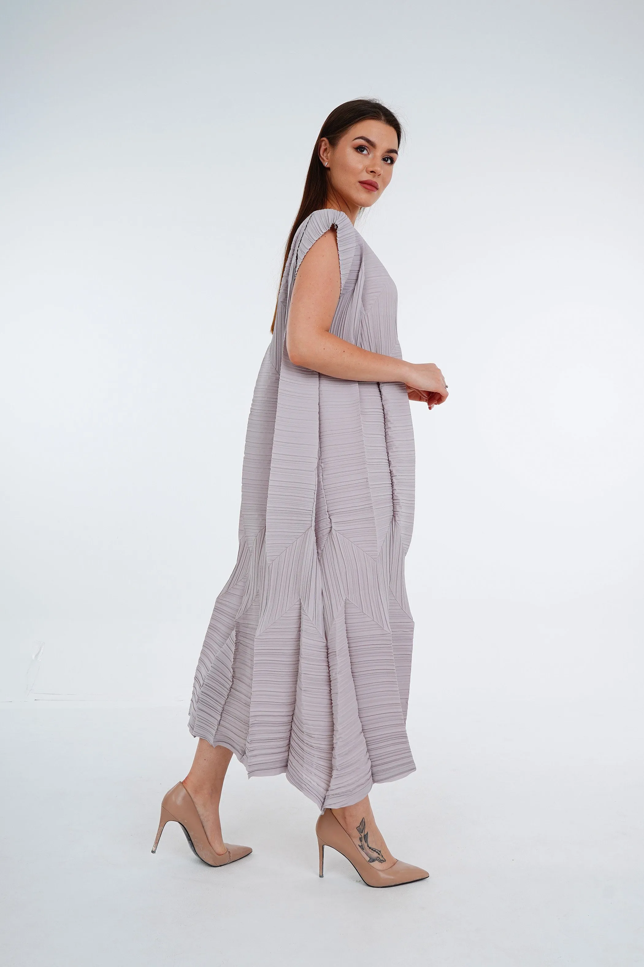Pleated Origami Dress With Large Folds