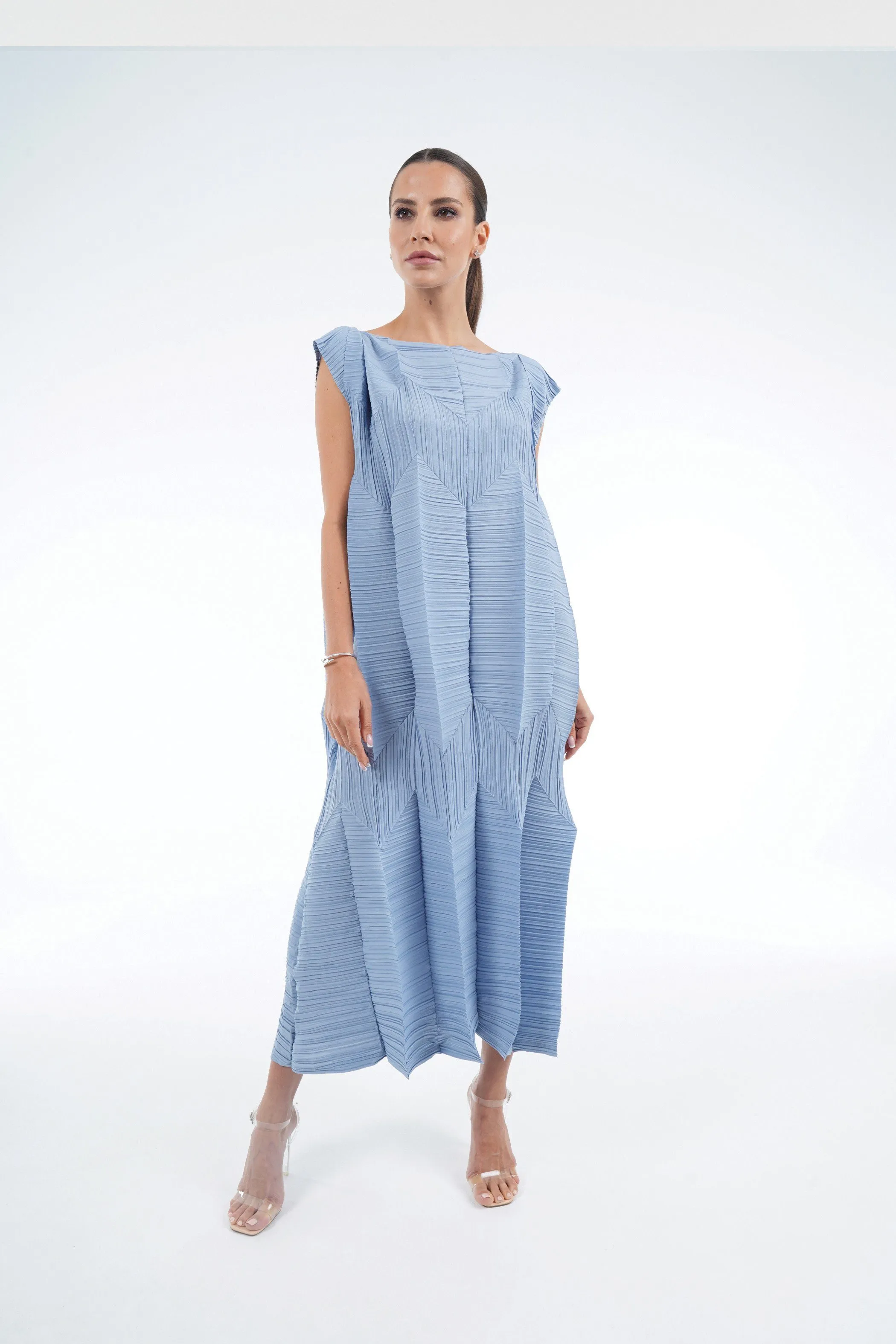 Pleated Origami Dress With Large Folds