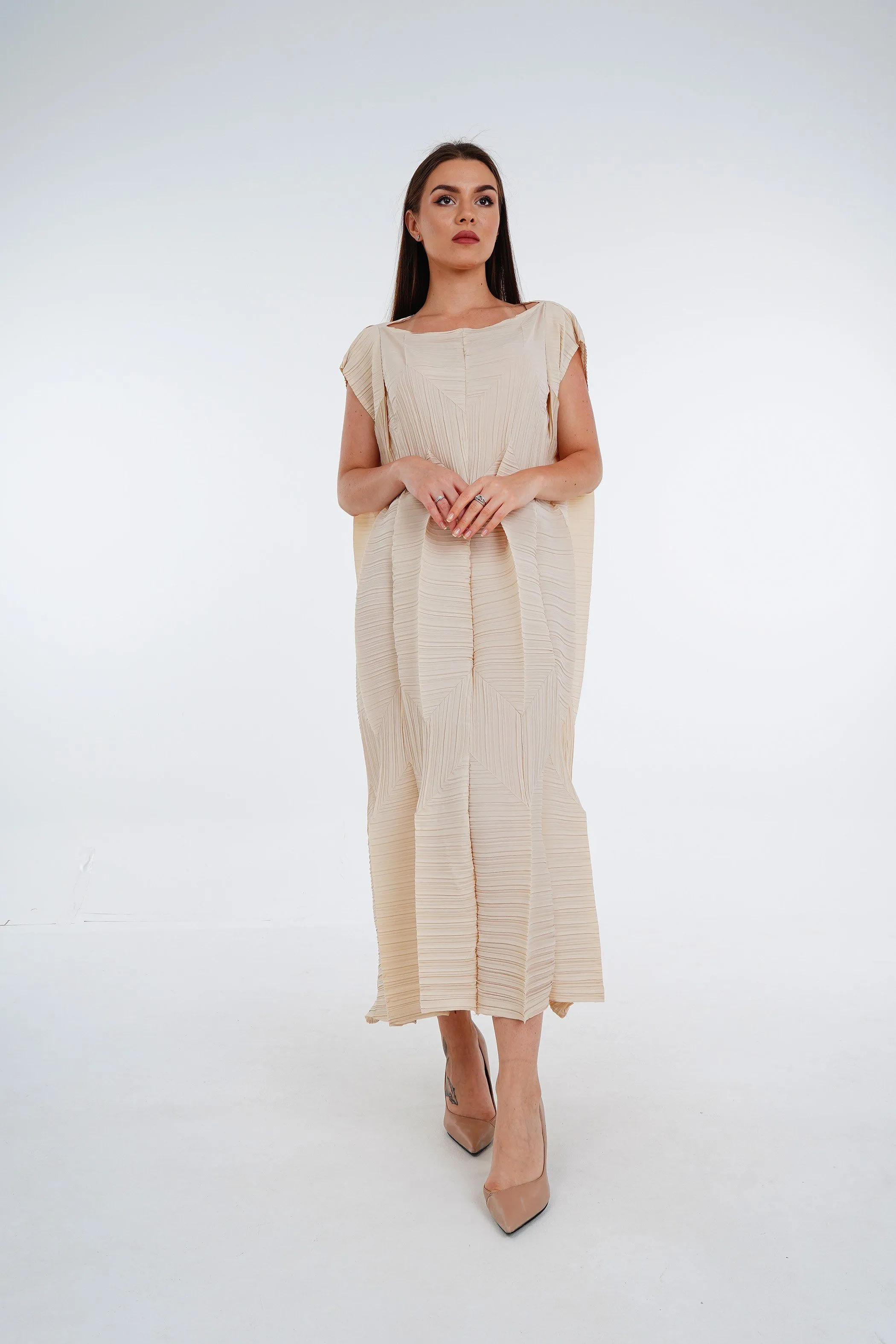 Pleated Origami Dress With Large Folds