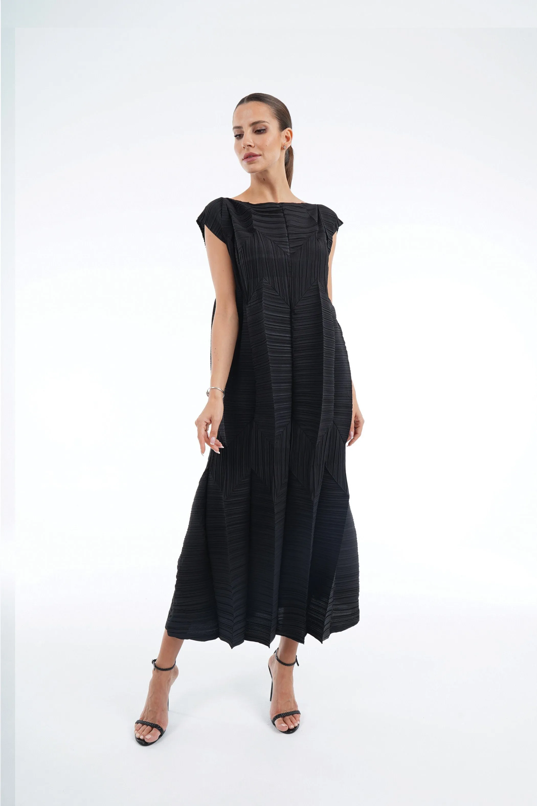 Pleated Origami Dress With Large Folds