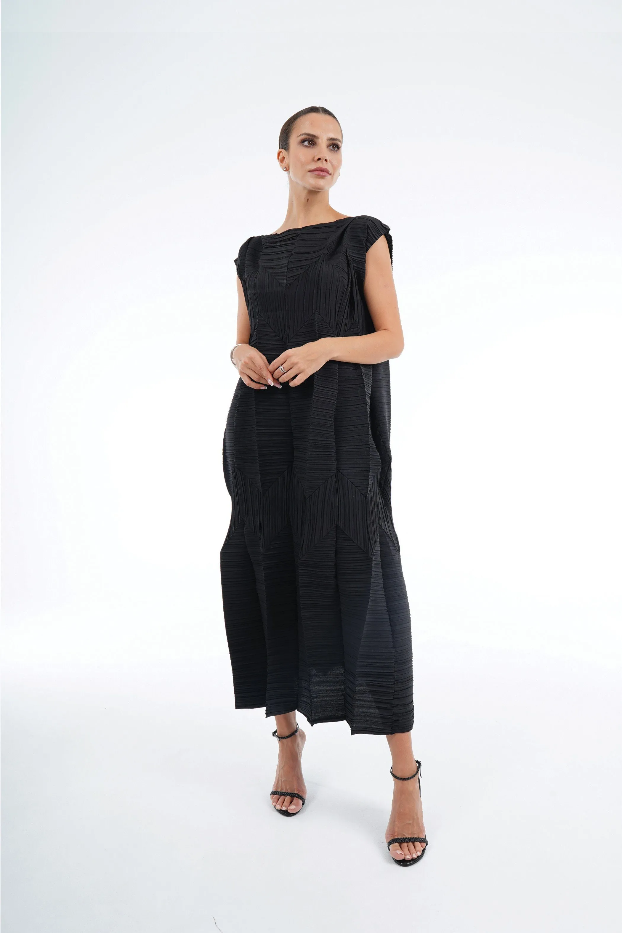 Pleated Origami Dress With Large Folds